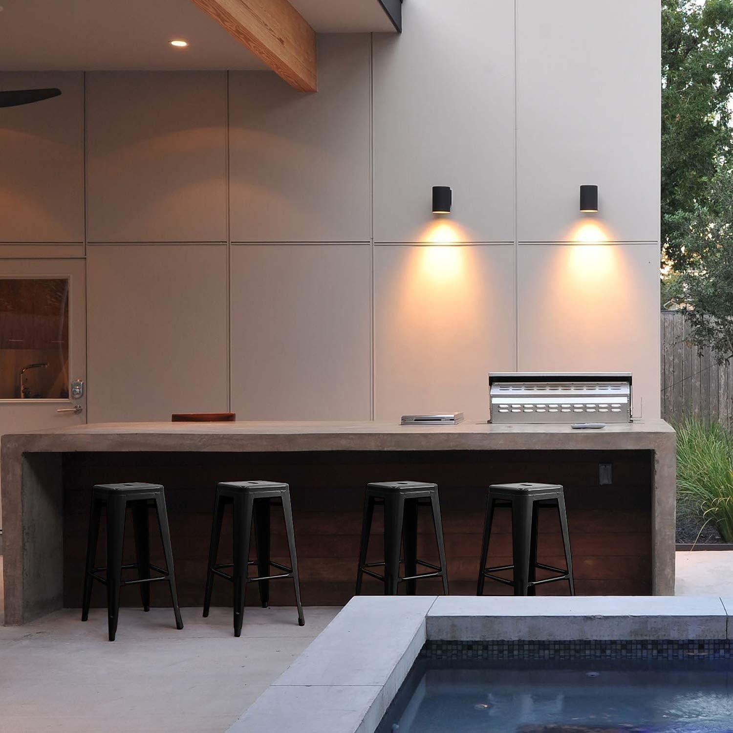 Williston Forge Kohki 24" Counter Stool Metal Bar Stools Counter Height Barstools Backless Indoor/Outdoor Bar Stools Kitchen Counter Stools Chairs(Set of 4)