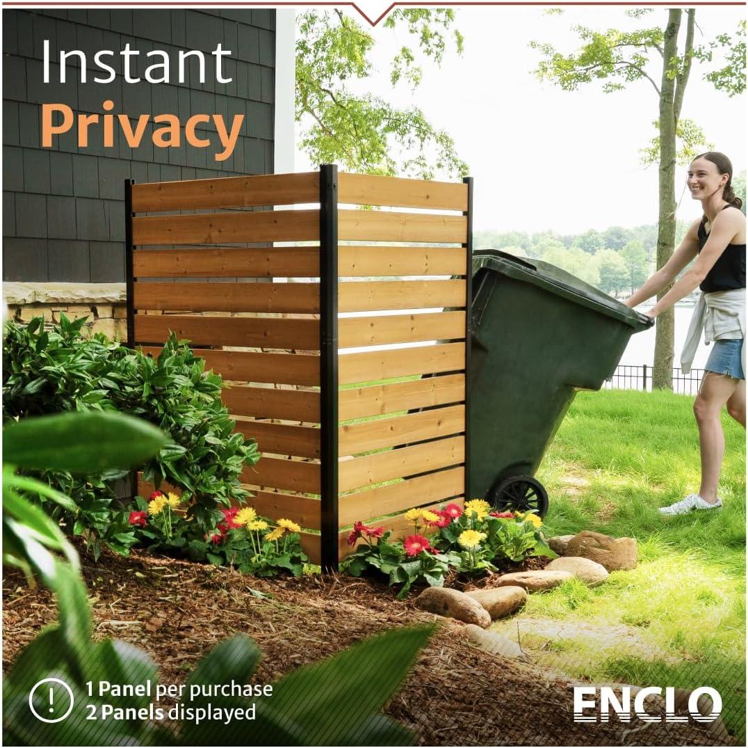 Enclo 5ft H x 3.2ft W (1 Panel) No Dig Enclo Concord Cedar Wood Privacy Screen, Great to Hide Trash Cans, Decorative Patio Privacy Screen, Outdoor Privacy Fence Panel, Air Conditioner Fence, EC18022