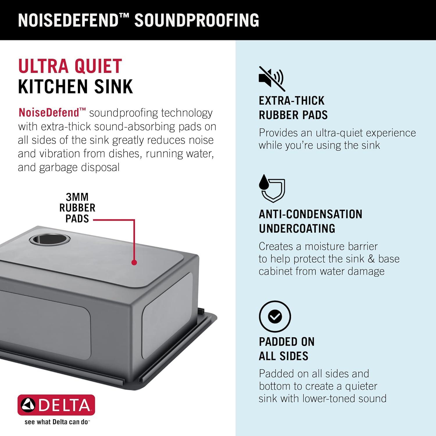 Delta Marca™ Drop-In Undermount Stainless Steel Single Bowl Kitchen Sink with Accessories