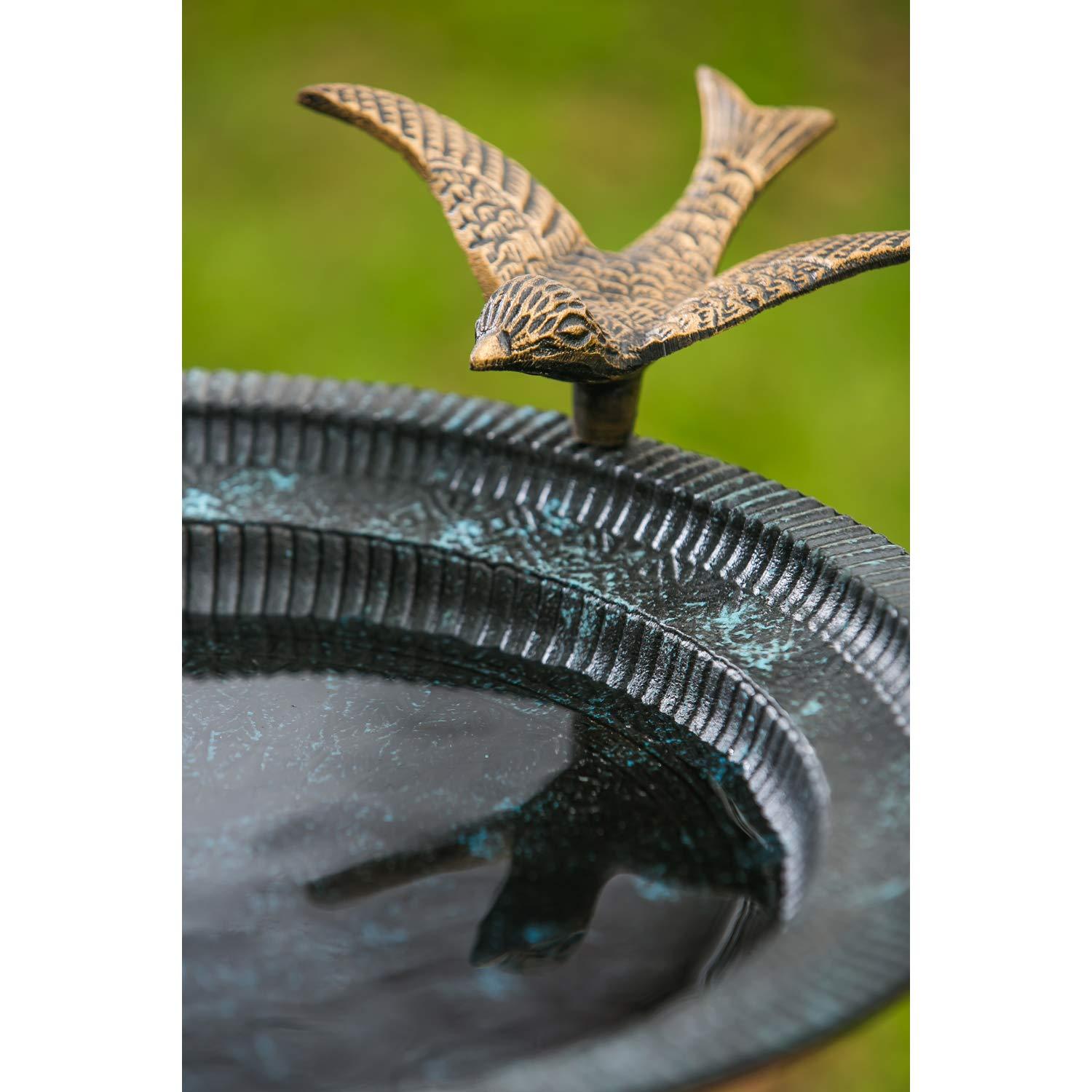 Evergreen Hummingbird Bird Baths for Outdoors Heavy Duty | Metal Bird Bath Bowl with Stand | Ground Standing Bird Bath and Feeder for Garden Yard Deck