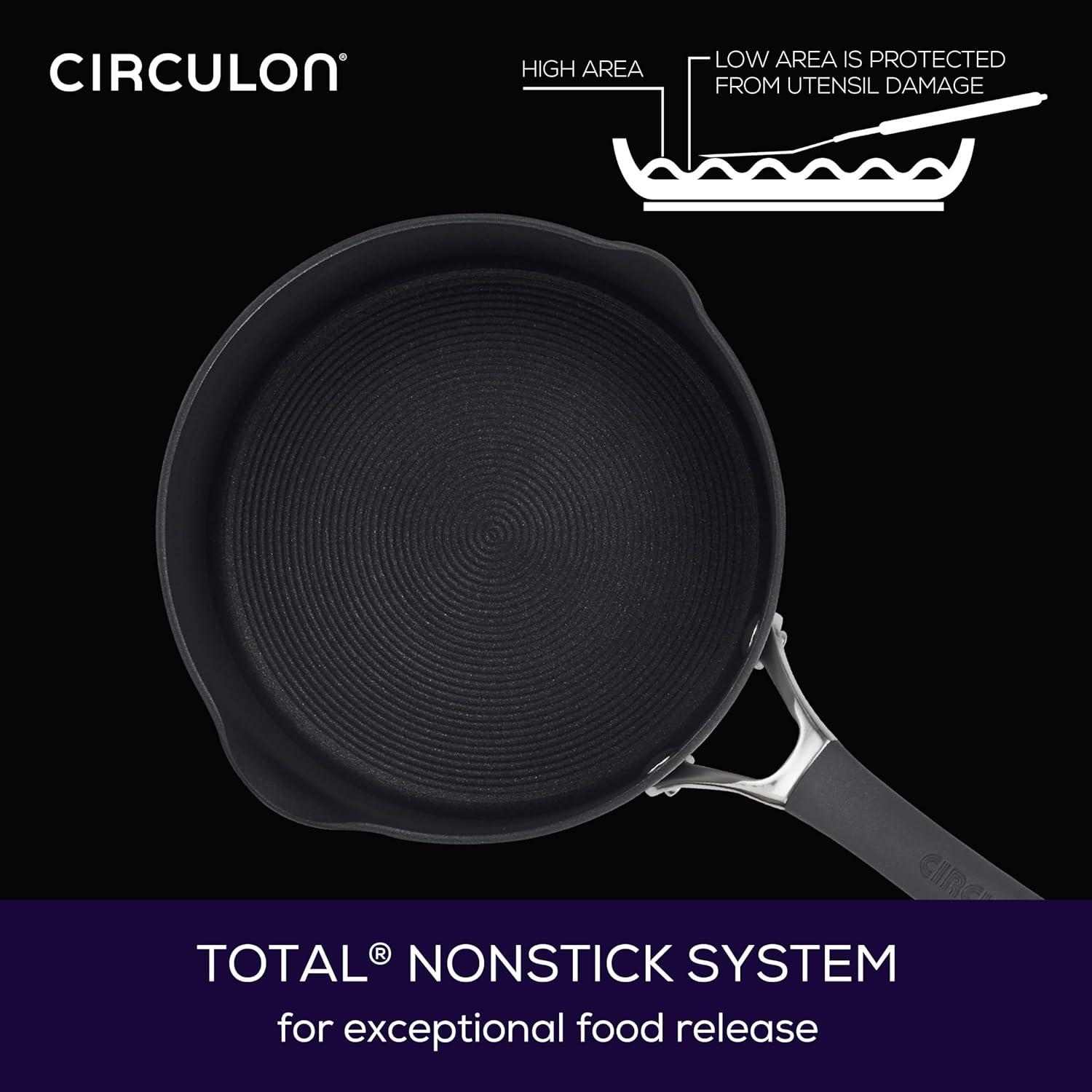 Circulon Circulon Radiance Hard-Anodized Nonstick Saucepan with Straining Lid, 3-Quart