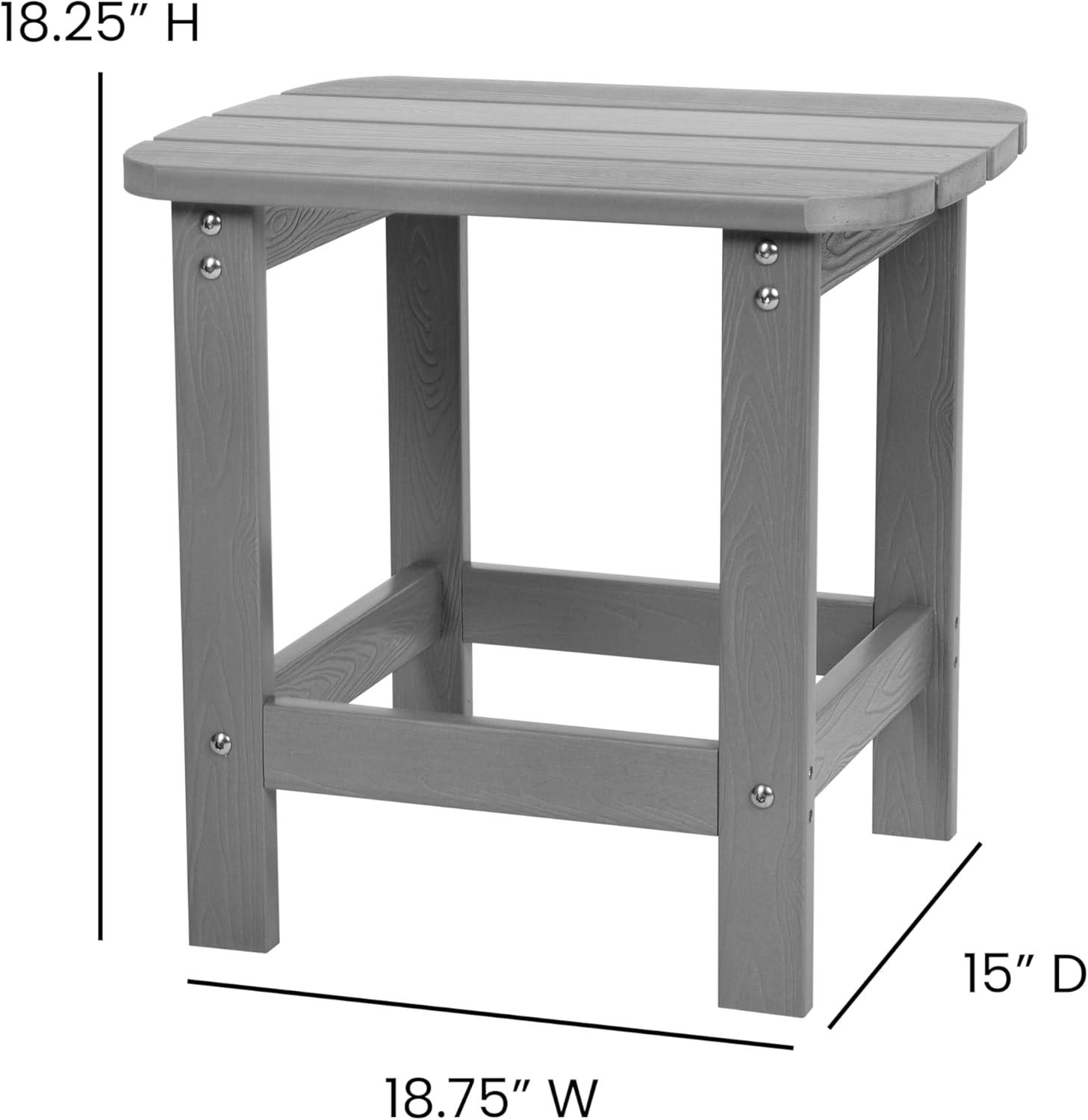 Flash Furniture Set of 2 Savannah All-Weather Poly Resin Wood Adirondack Rocking Chairs with Side Table in Gray