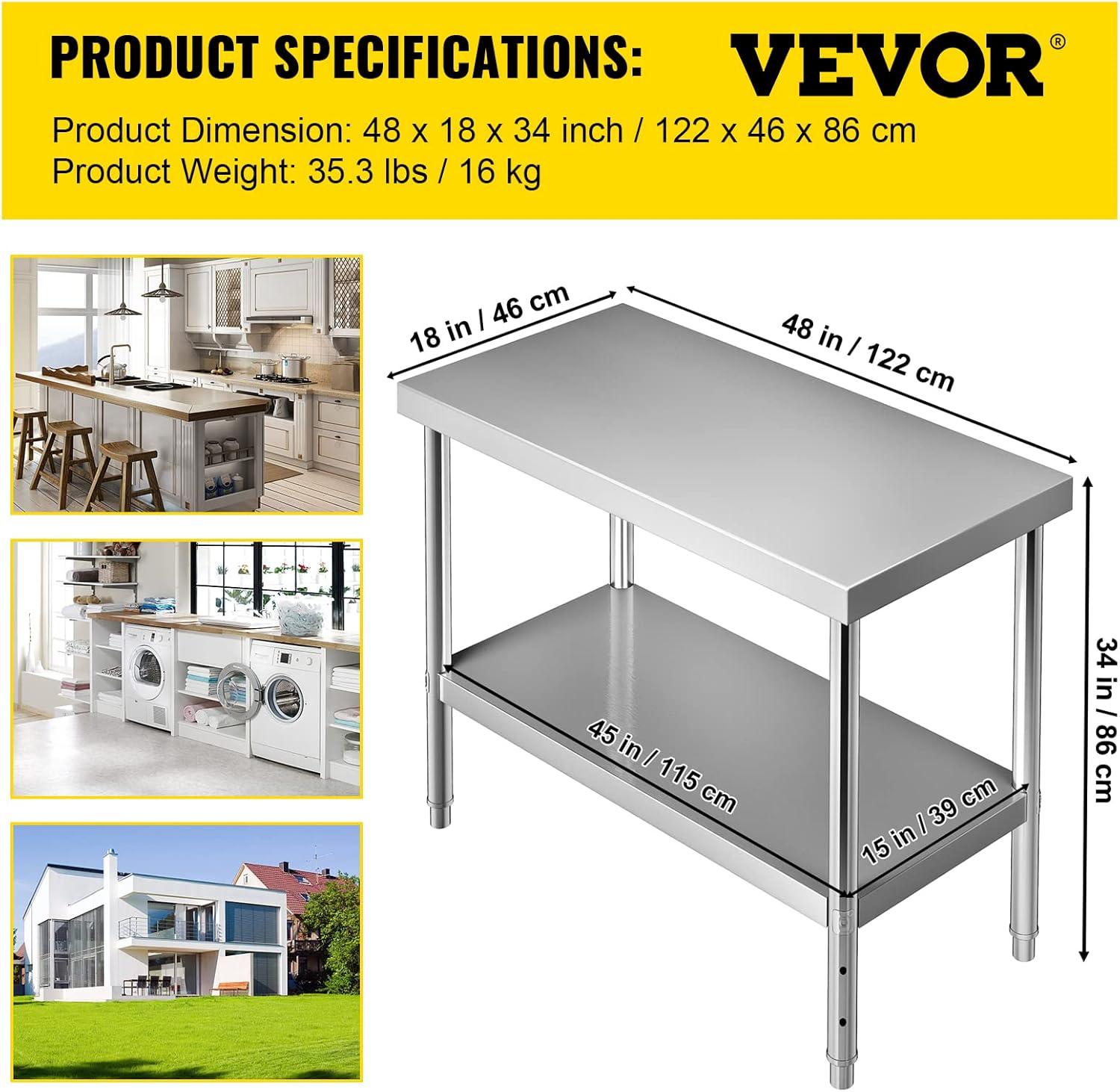 Prep & Savour Demnan Metal Top Workbench
