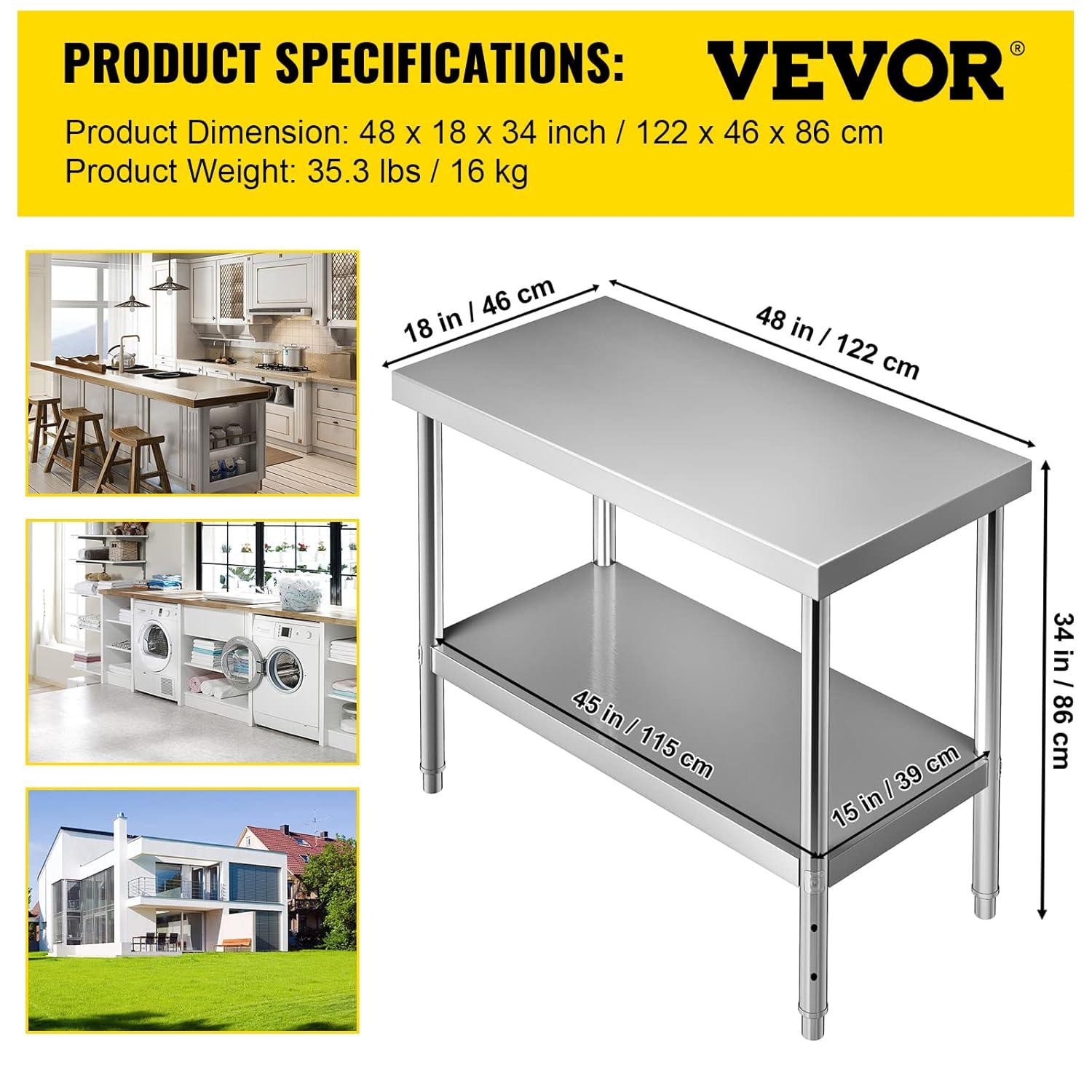 Prep & Savour Demnan Metal Top Workbench