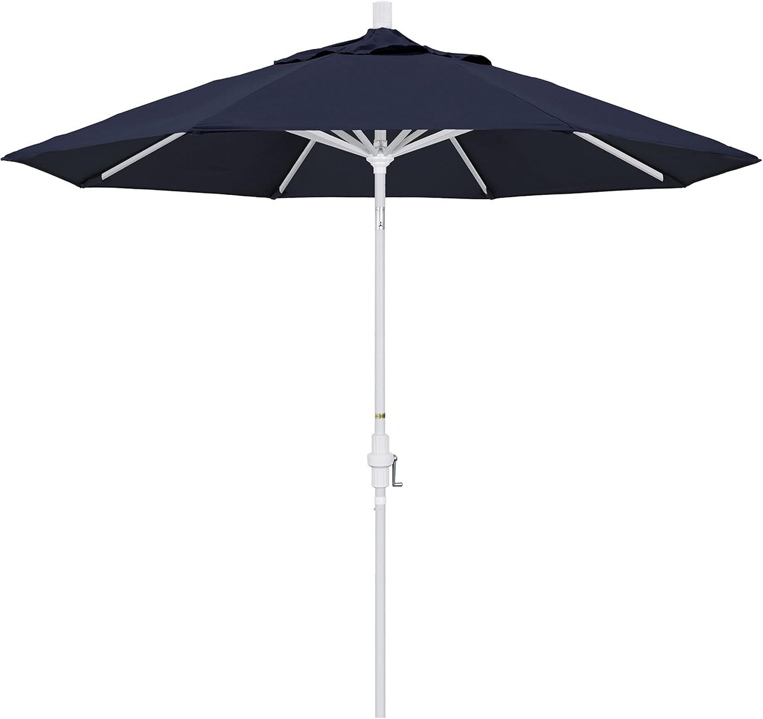 Navy and White Aluminum Market Umbrella with Tilt Feature