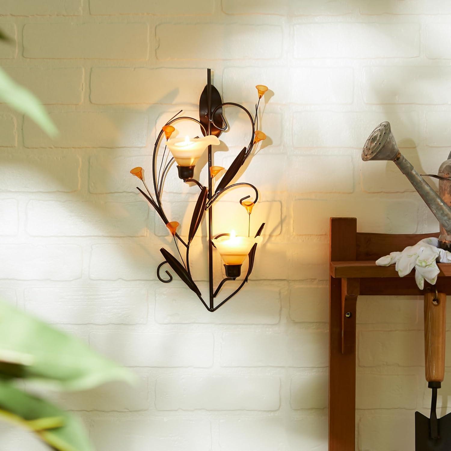 CintBllTer 10015809 Amber Lilies Candle Wall Sconce