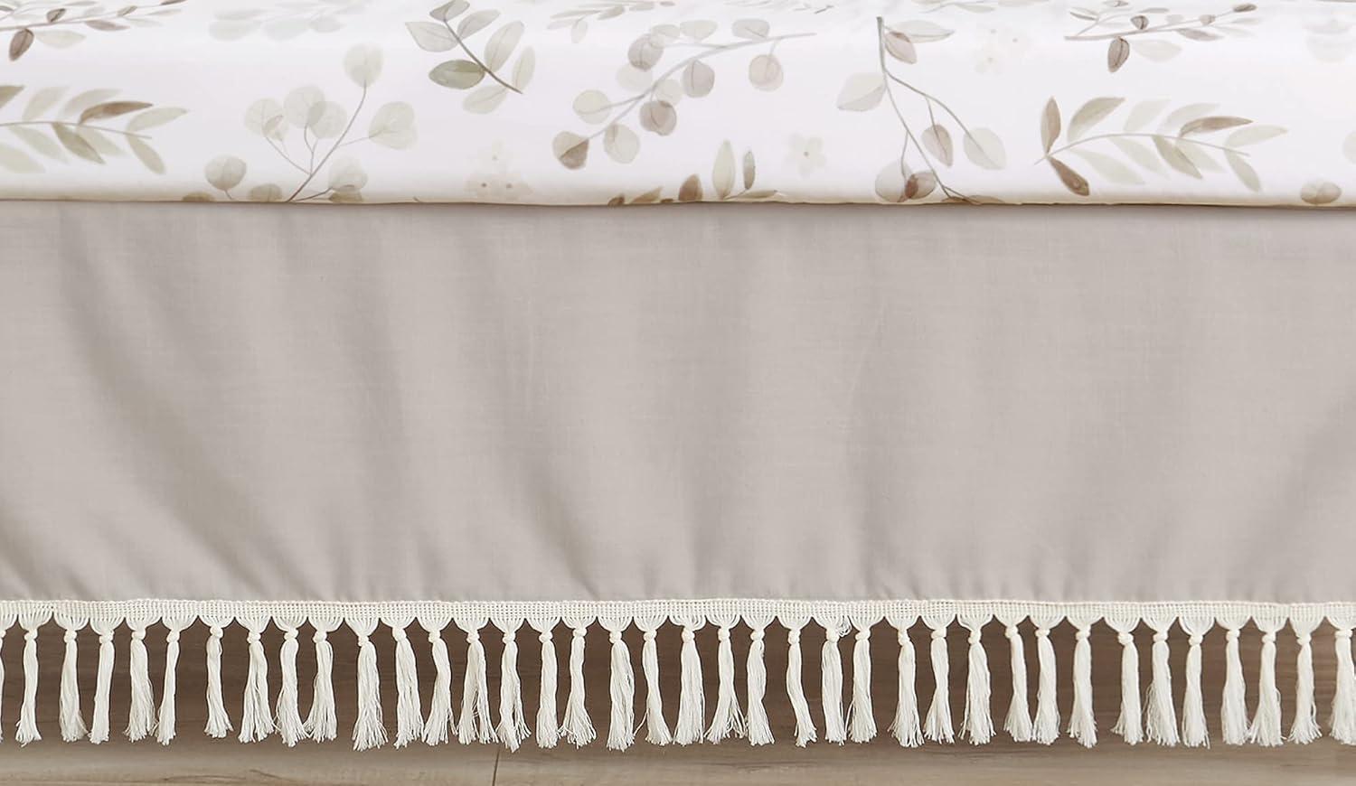 Sweet Jojo Designs Boho Botanical Leaf Linen Dust Ruffle Crib Skirt By Sweet Jojo Designs
