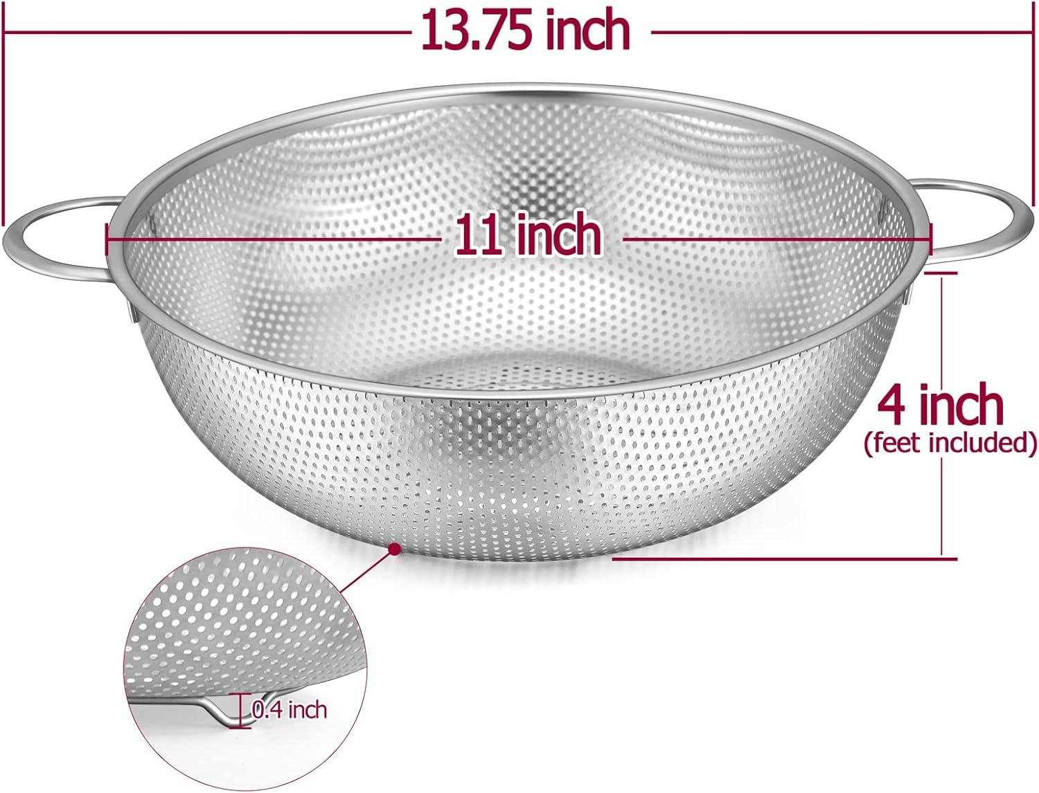 5-Quart Stainless Steel Micro-Perforated Colander with Handles