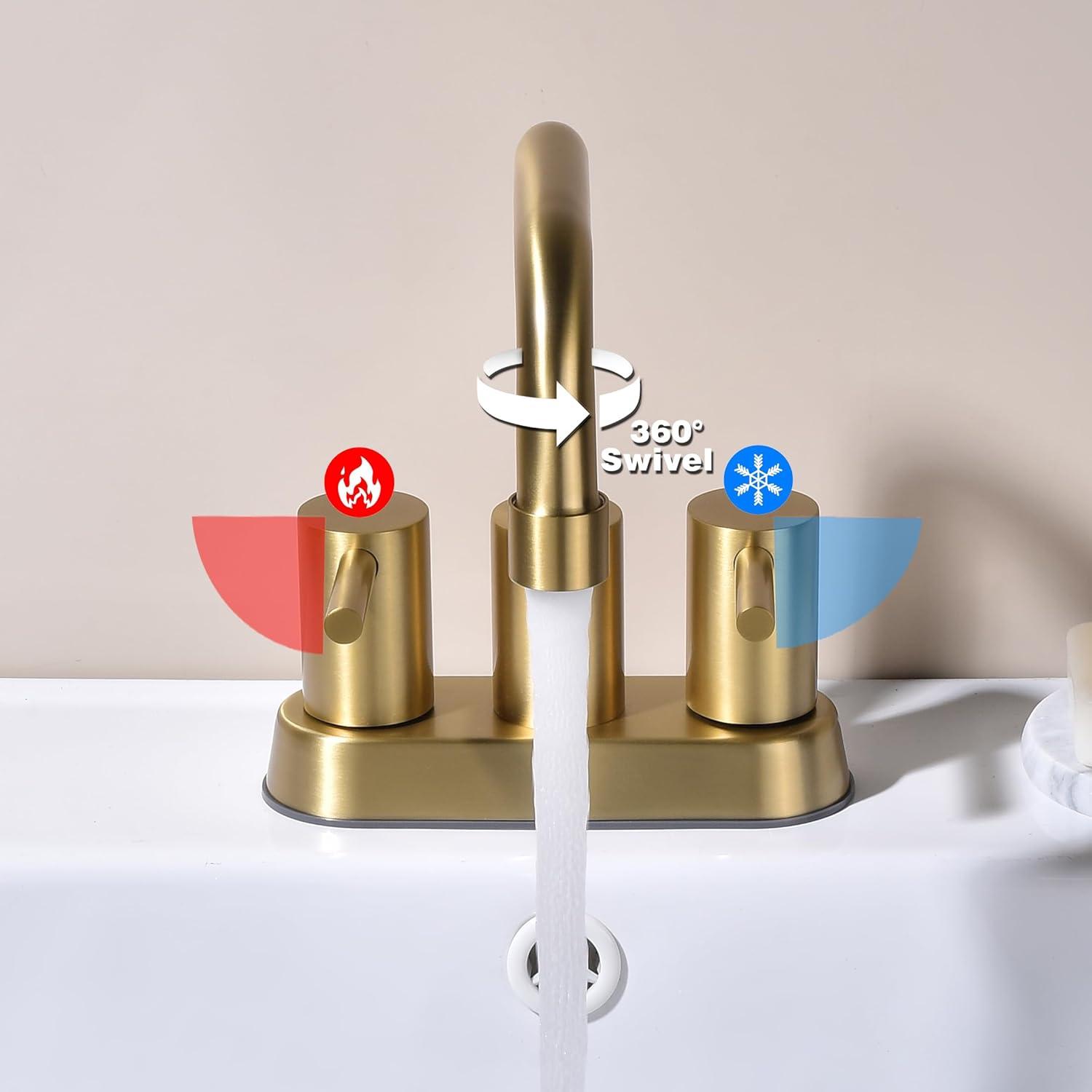 Matte Black 8 inch Widespread Bathroom Sink Faucet Vanity Lavatory Faucet for 3 Holes with Pop up Drain and 360 Degree Swivel Brass Spout