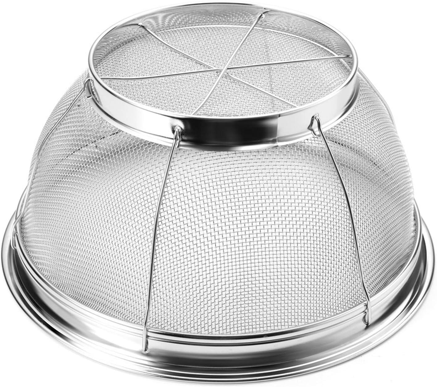 Large Fine Mesh Pasta Round Strainer, Metal Colander for Rice, Salad,Quinoa, Yogurt, Cooking (11 x 4 In)