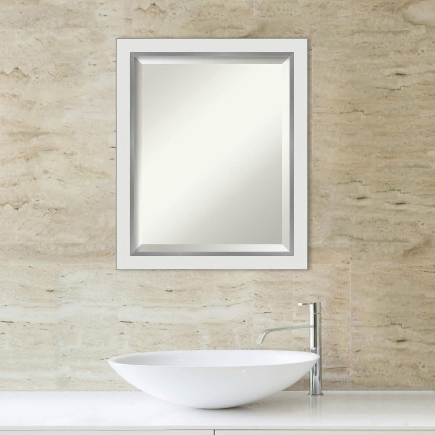 Amanti Art DSW4593047 White 23-1/8" X 19-1/8" Modern Rectangular Beveled Polystyrene