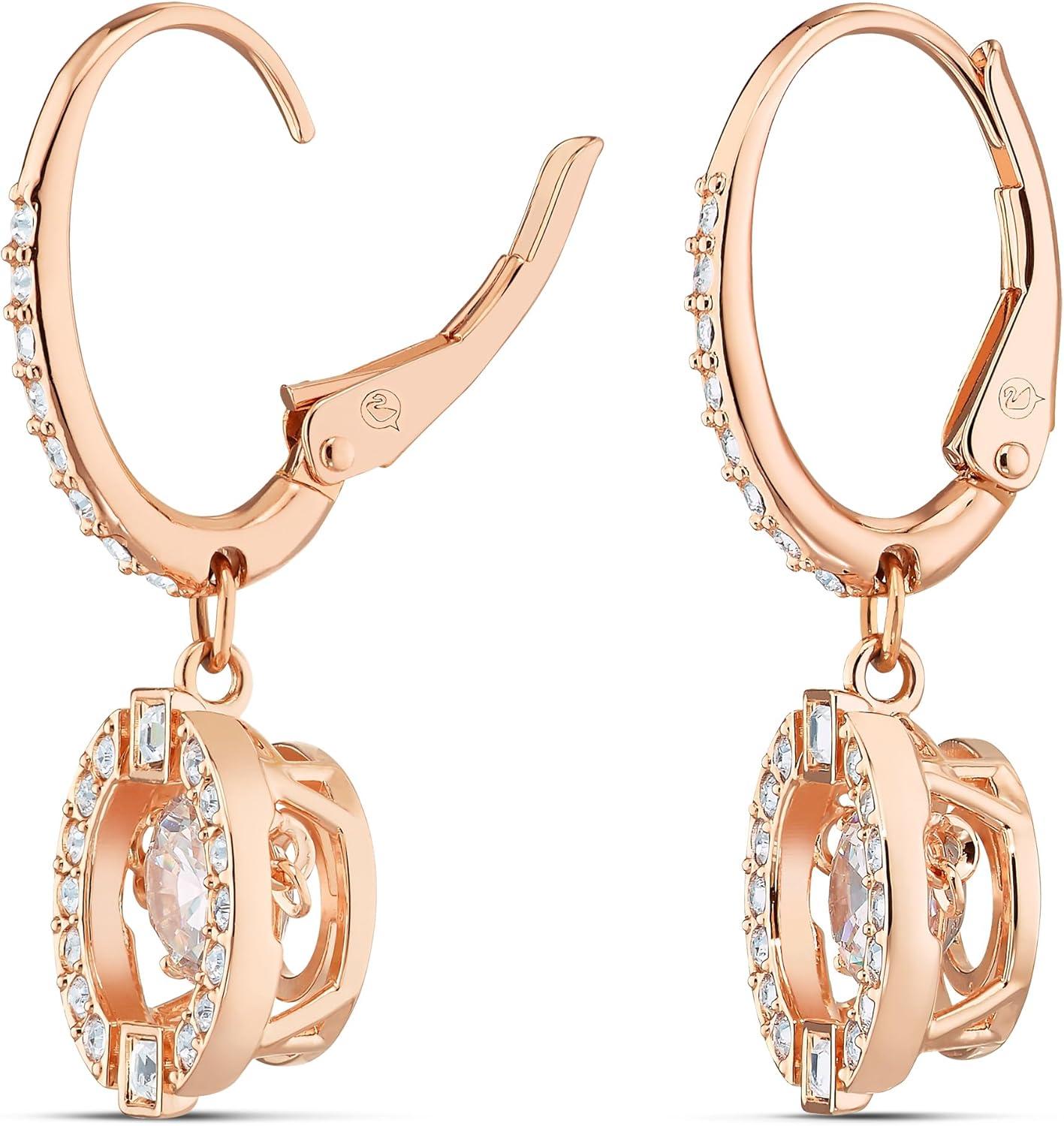 Elegant Rose Gold Plated Swarovski Crystal Drop Earrings