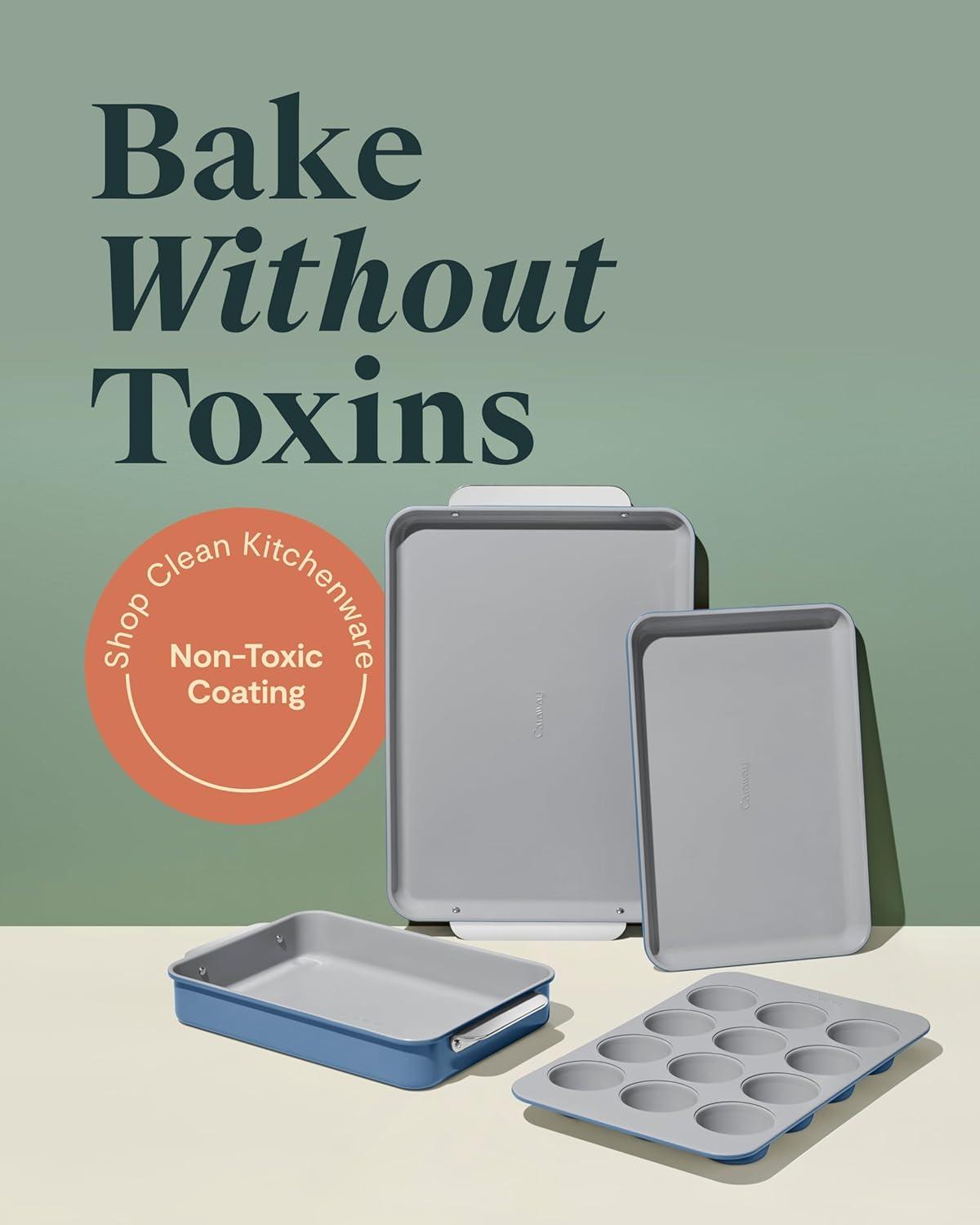 Caraway Non-Stick Ceramic Half Bakeware Set Slate: Baking Sheet, Muffin Pan, Baking Pans, 5-Piece Set, Hand Wash