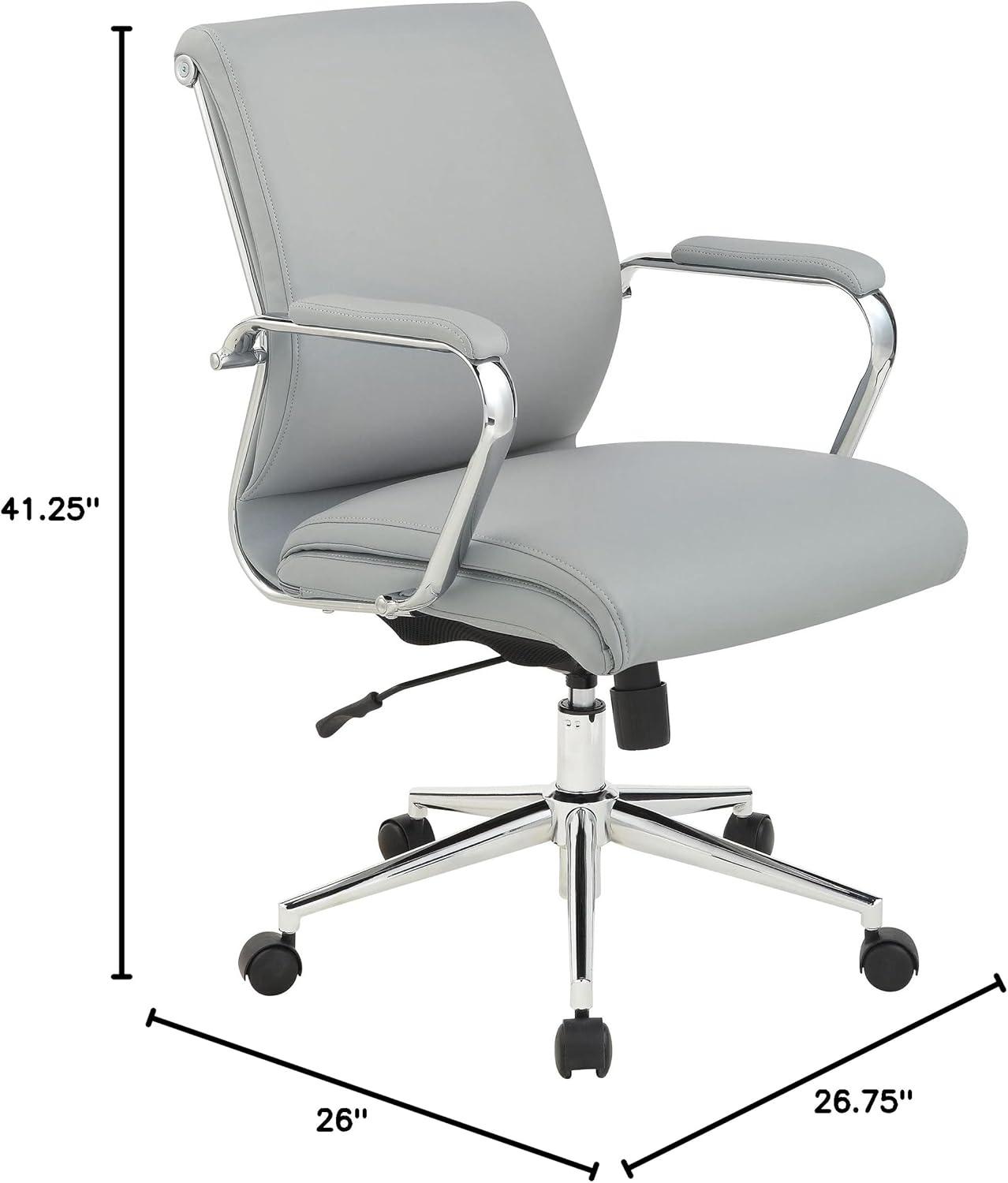 Mid Back Manager's Chair with Dillon Steel Gray Fabric and Chrome Base