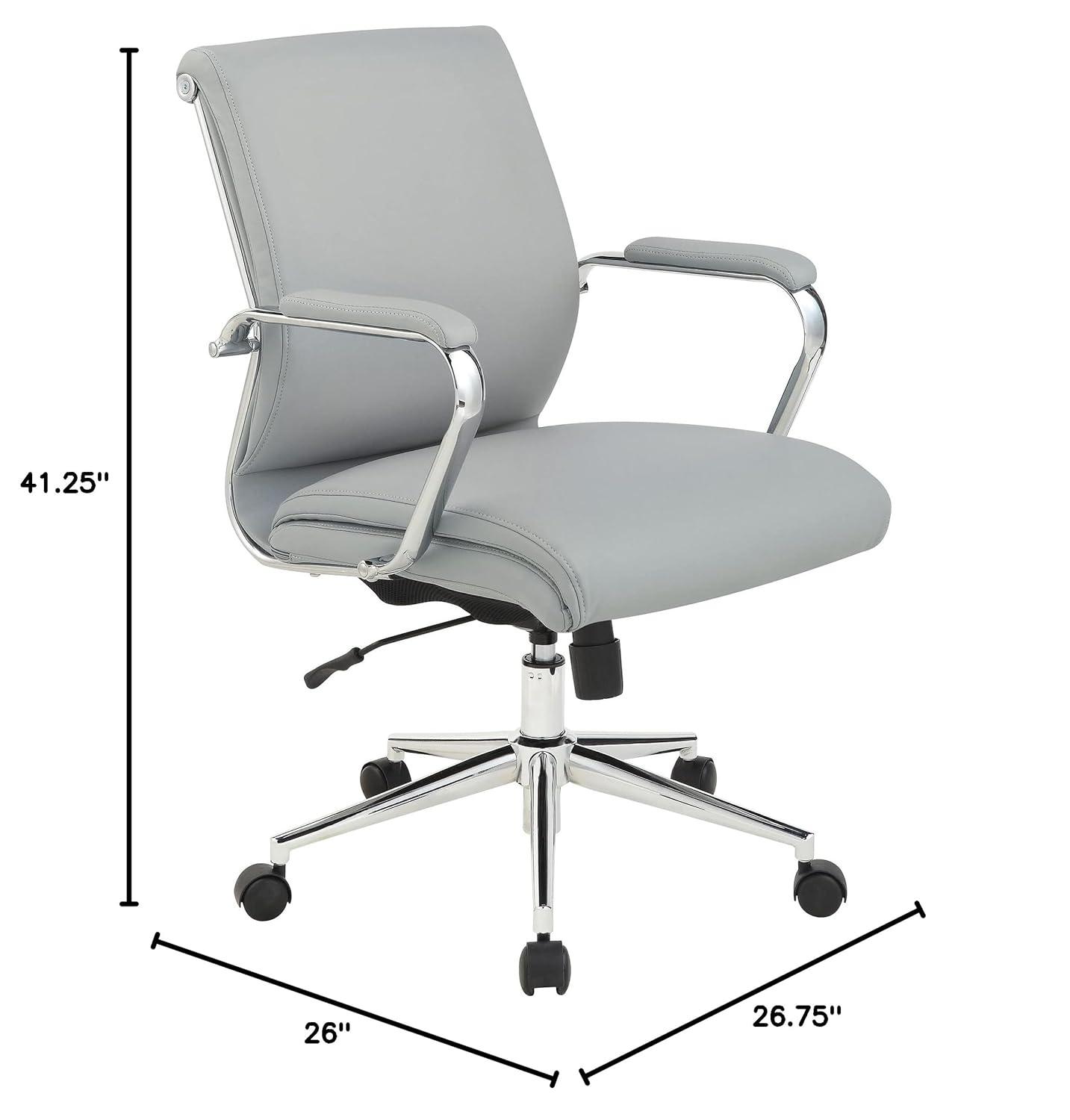 Mid Back Manager's Chair with Dillon Steel Gray Fabric and Chrome Base