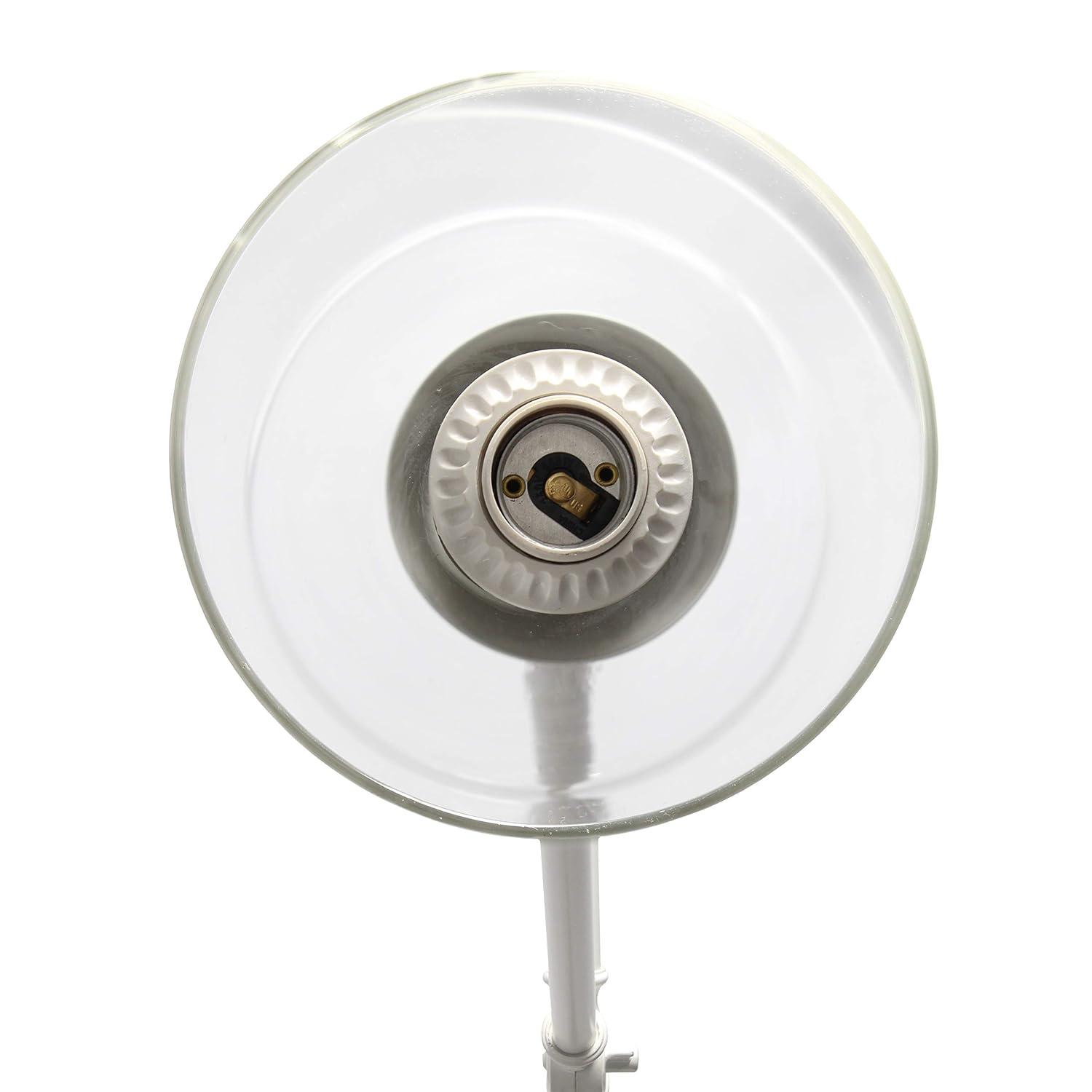 Elegant Designs 55.5" Pivot Arm Floor Lamp with Glass Shade, White