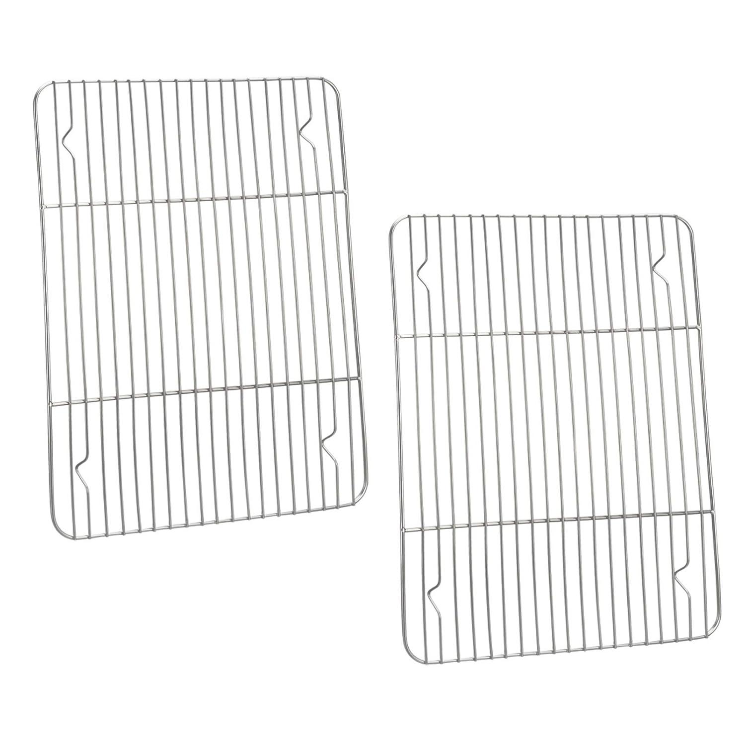 Cooling Rack Pack of 2, Stainless Steel Small Cooking Rack for Cooling Baking Roasting Grilling Drying, Rectangle 11.8'' x 9'' x 0.6'', Fits Small Toaster Oven, Oven & Dishwasher Safe