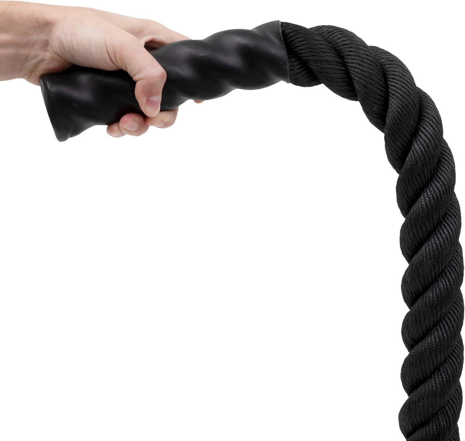 Black Heavy-Duty Polyester Training Battle Rope with PVC Handles