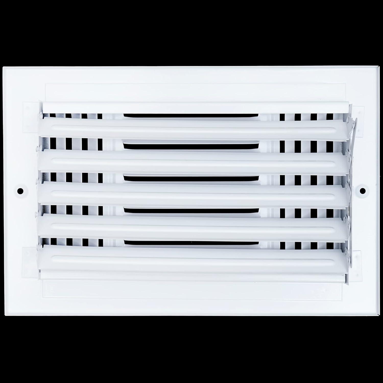 Fits 10x6 Duct Opening 3 WAY Steel Air Supply Diffuser by Handua | Register Vent Cover Grill for Sidewall and Ceiling | White | Outer Dimensions: 11.75" X 7.75"