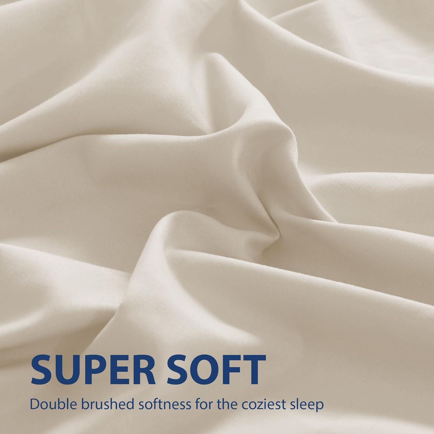 Swift Home | 1-Piece Microfiber Flat Sheet Cream Queen
