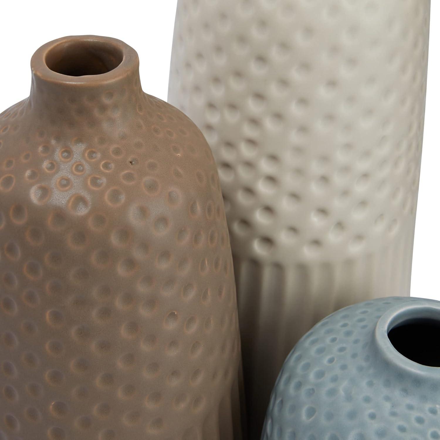 Creative Co-Op Various Stoneware Vases with Matte Glaze, Multicolor, Set of 3