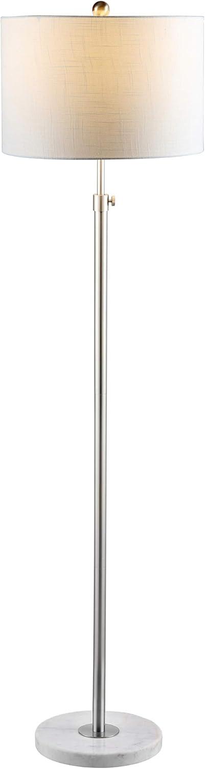 June 65" Adjustable Metal/Marble LED Floor Lamp, Chrome