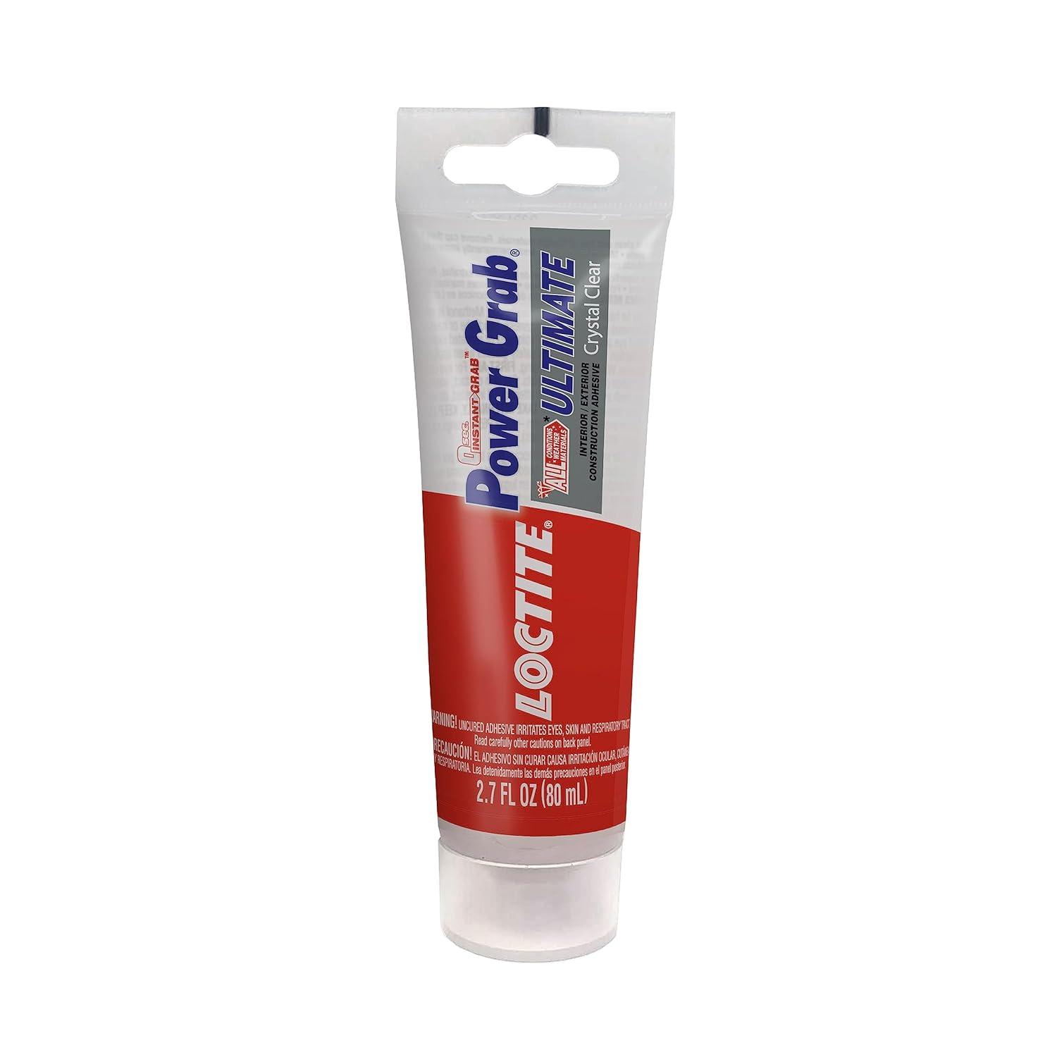Loctite Power Grab Construction Adhesive Ultimate Crystal Clear, Pack of 1, Clear 2.7 fl oz Tube