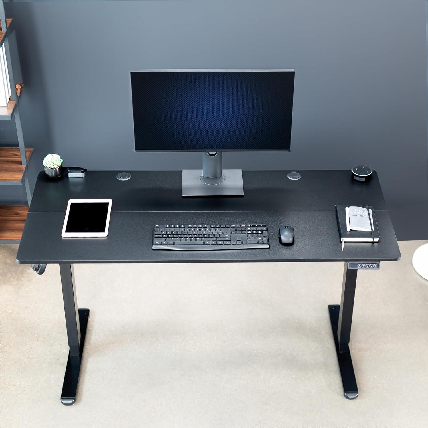 VIVO Black 55" x 24" Electric Sit Stand Desk, Height Adjustable Workstation