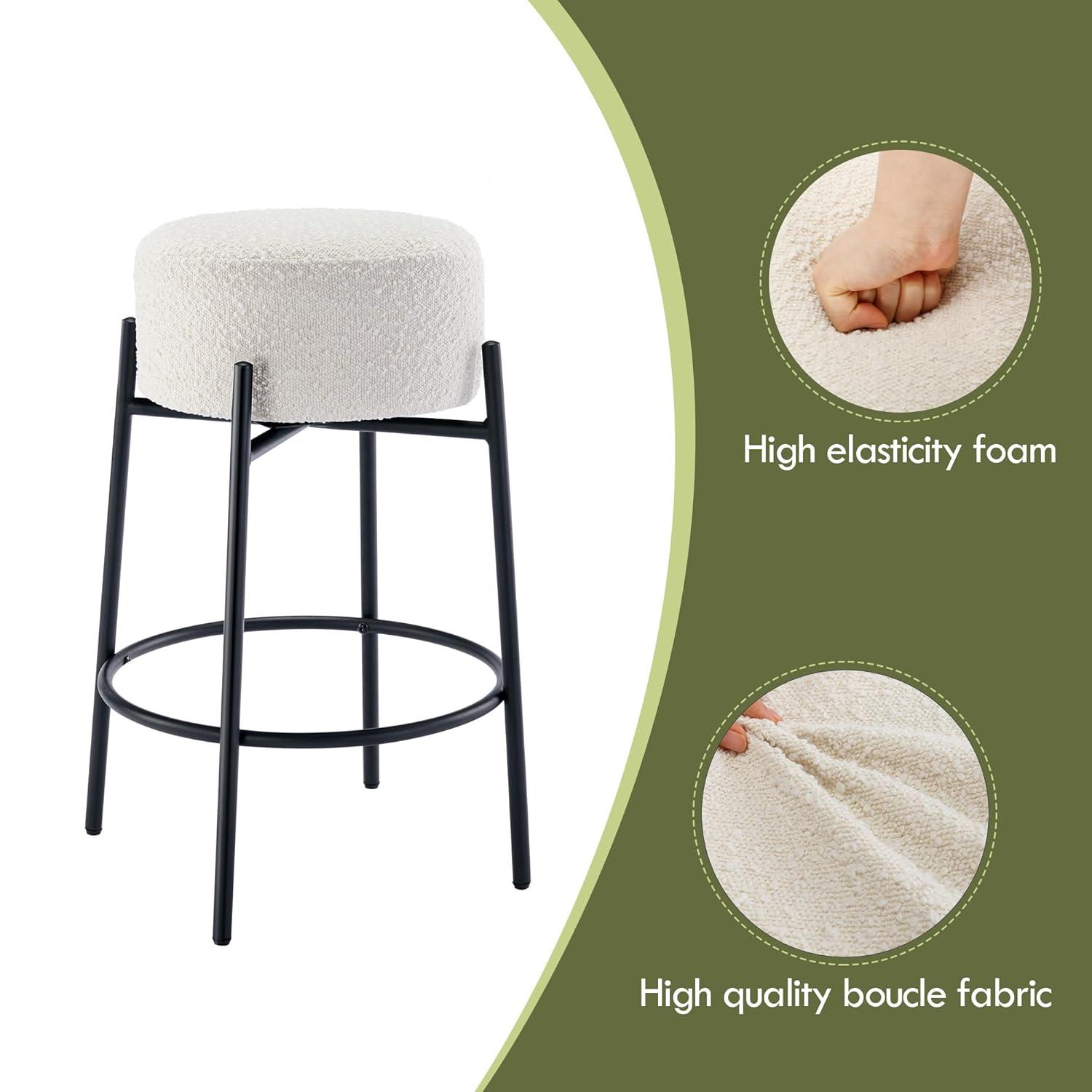 Amy Swivel Backless Boucle Upholstered 26.7"H Counter Stool with Steel Frame (Set of 2/3/4)
