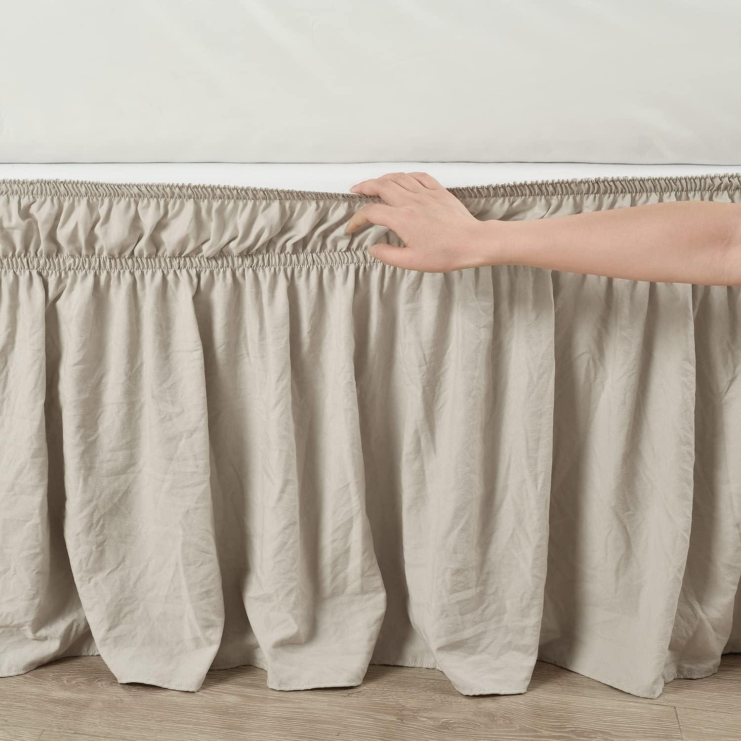 Ruched Ruffle Elastic Easy Wrap Around Bedskirt - Lush Décor