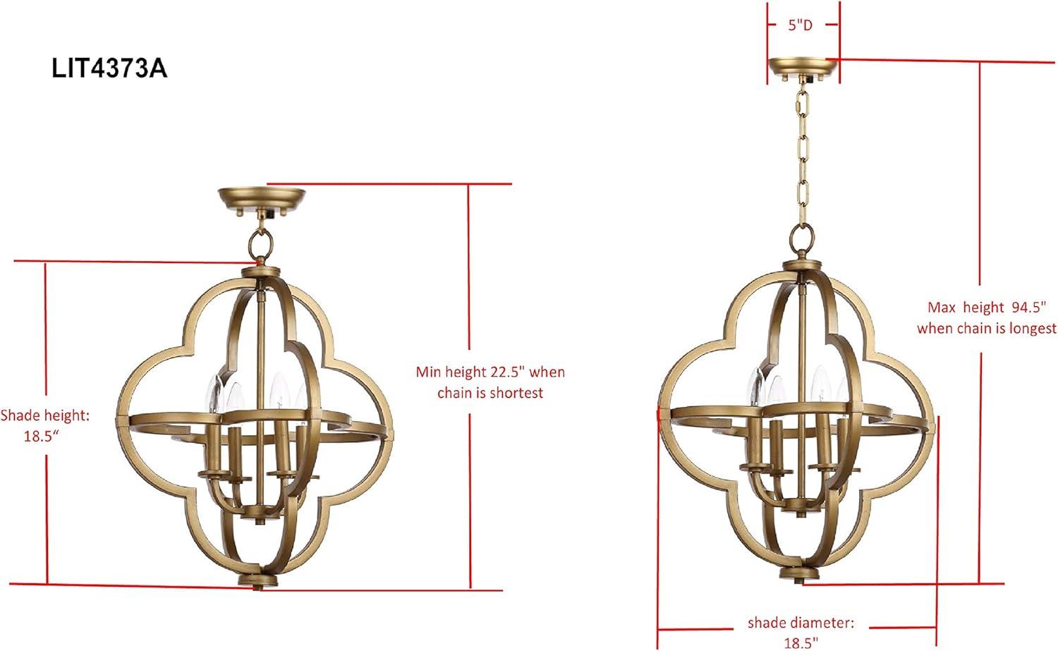 Gold Quatrefoil Globe Ceiling Mount Chandelier