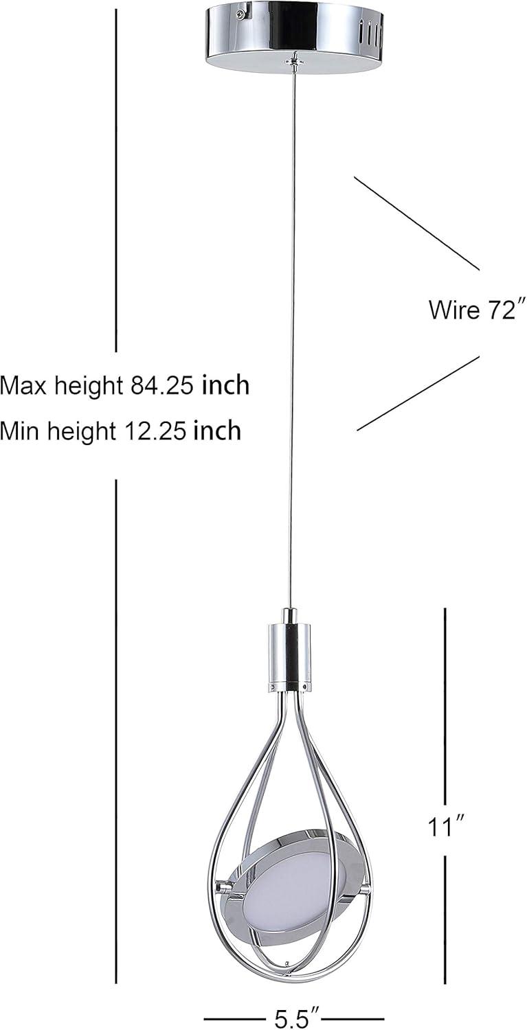 Orion 5.5" Polished Chrome Adjustable Modern LED Pendant