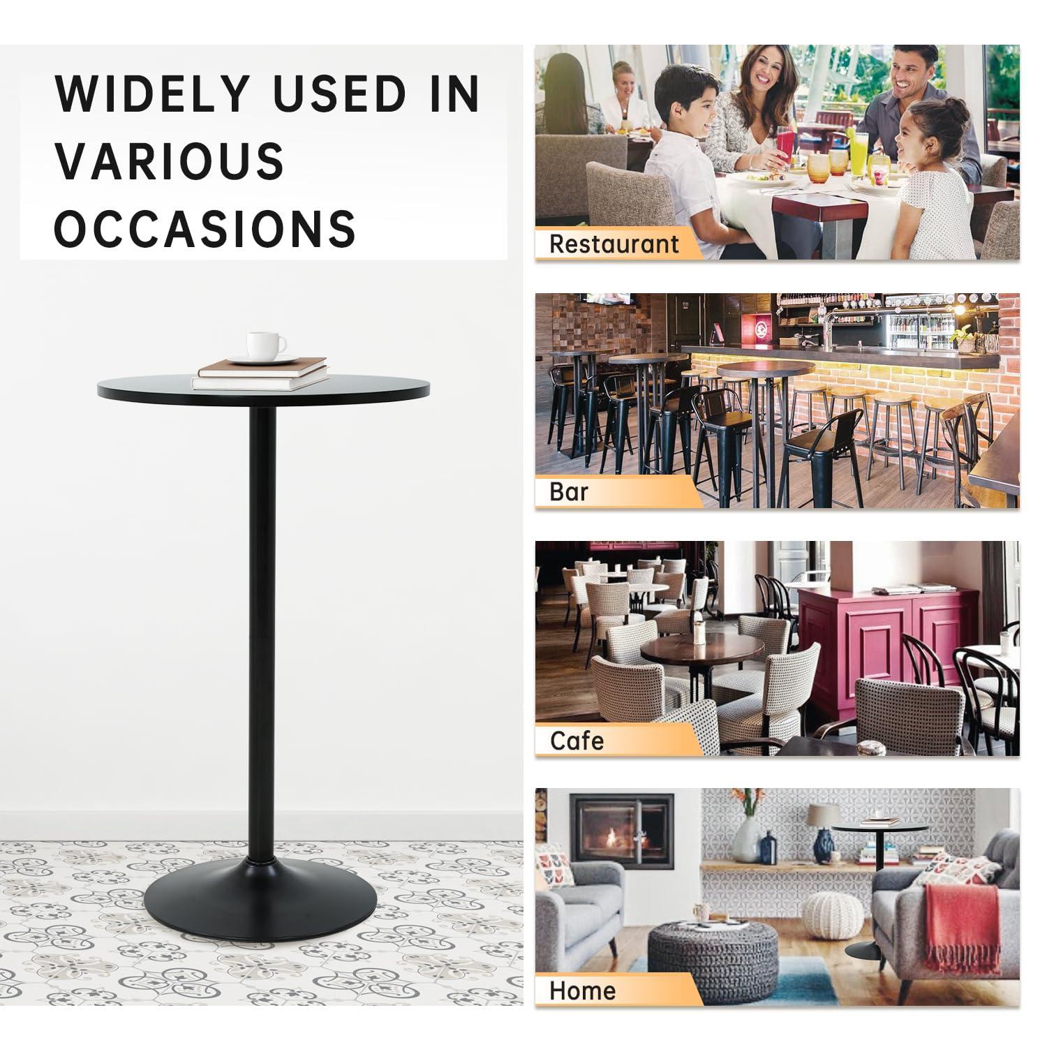 FDW Modern Round Pub Hydraulic Dining Room Home Kitchen Bar Top Tall Table, Black
