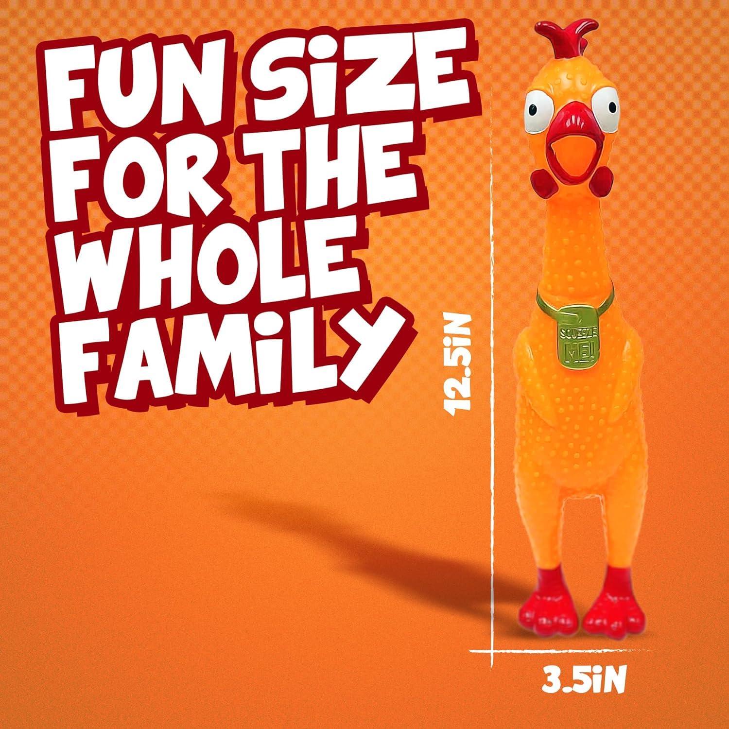 Animolds Squeeze Me Rubber Chicken Toy | Screaming Squeaky Chicken for Kids & Dogs | Novelty Prank Gag Gift (1 Pack Glow in The Dark)