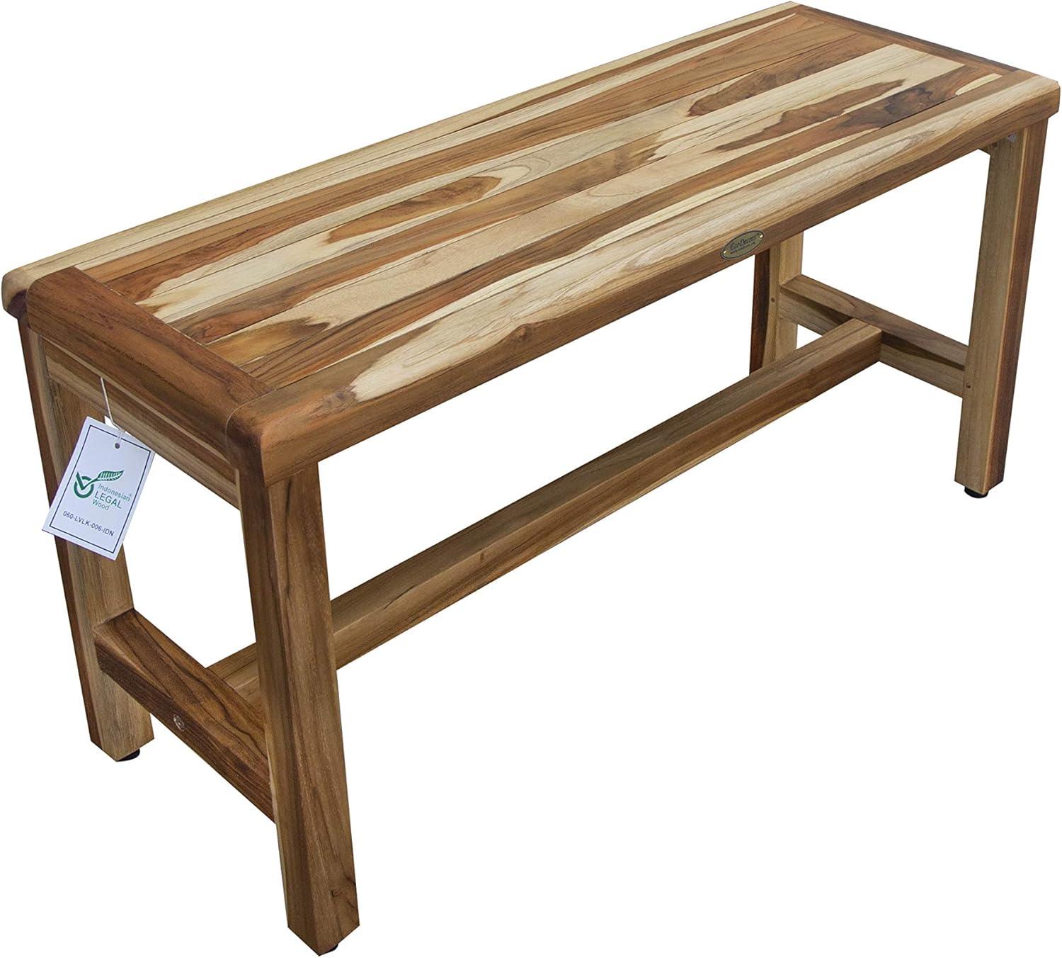 EcoDecors 35" Teak Wood Shower Bench with Straight Legs