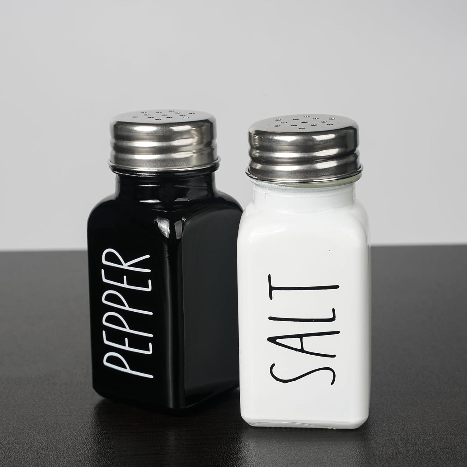 Juvale Stainless Steel Salt and Pepper Shakers Set with Glass Bottom, Perforated "S" and "P" Caps - Modern Kitchen Decor (4oz)