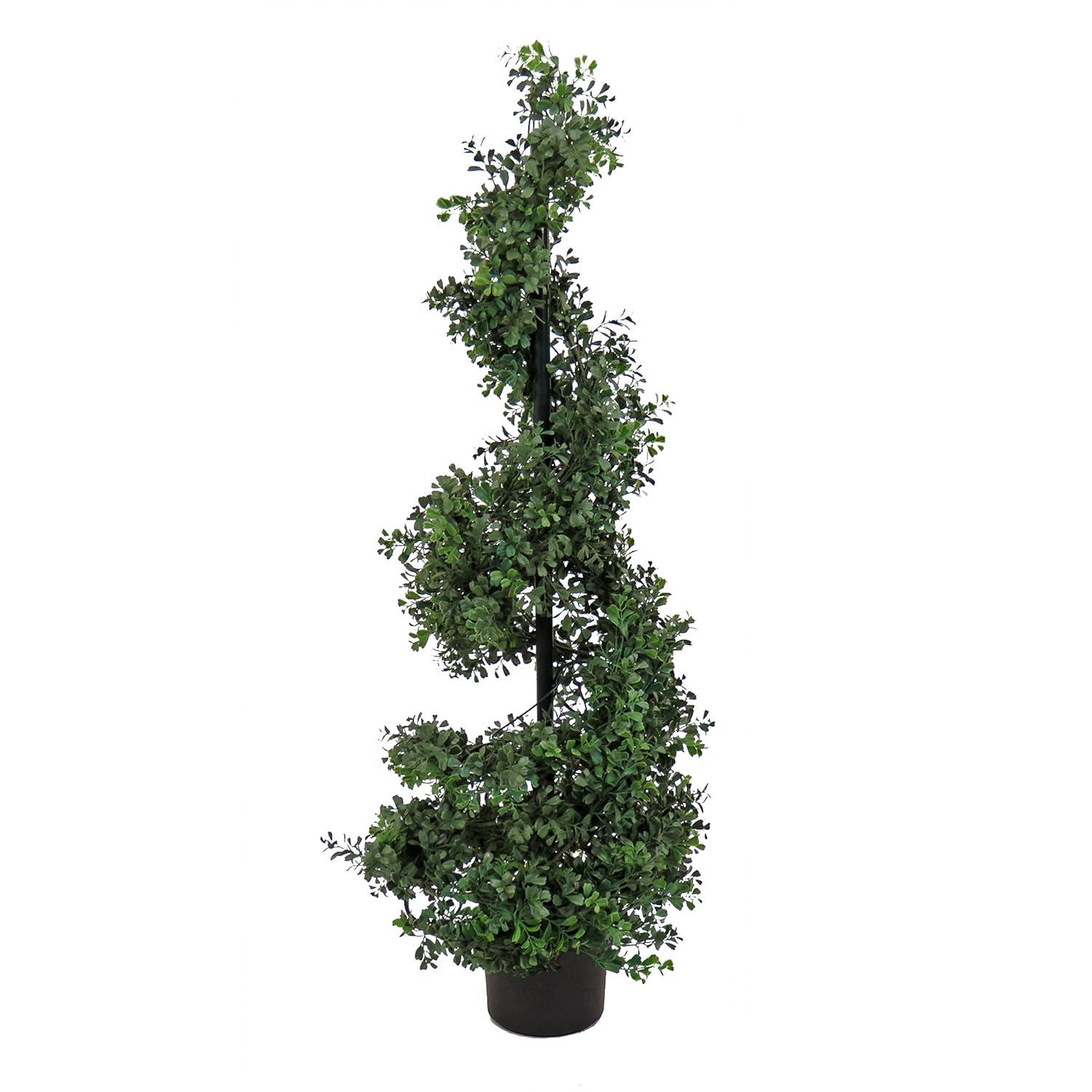 National Tree Company 50" Boxwood Spiral Topiary: Unlit, Faux, Indoor/Outdoor Decor