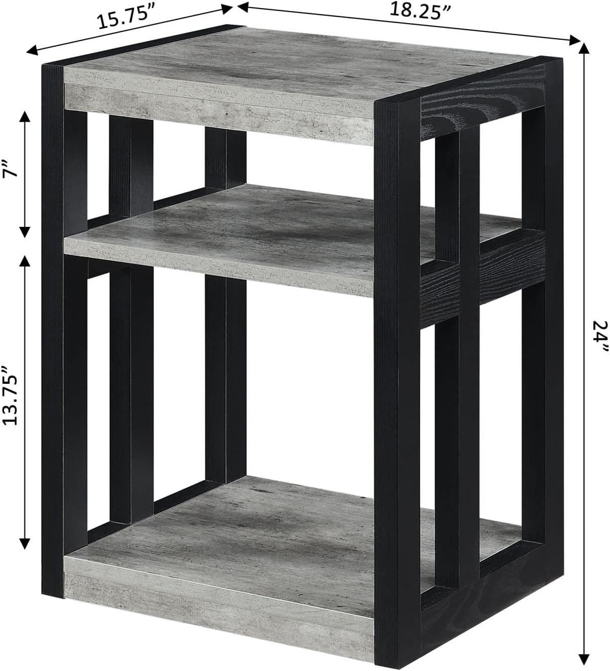 Convenience Concepts Monterey End Table with Shelves in Gray Wood Finish