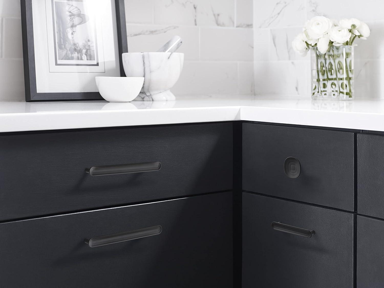 Matte Black Modern Bar Cabinet Pull with Mounting Hardware