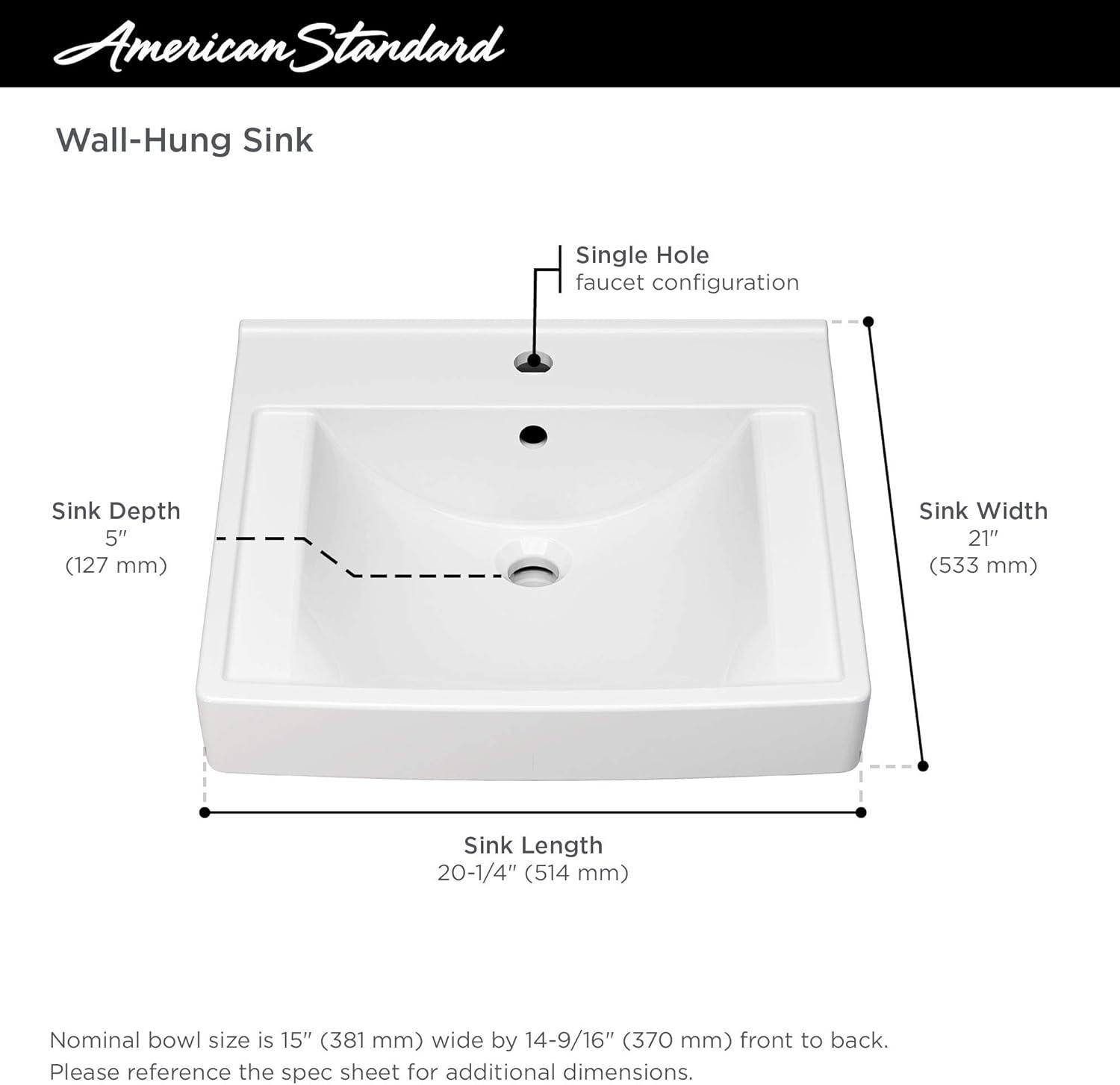 American Standard Decorum 20.25'' White Vitreous China Rectangular Bathroom Sink with Overflow