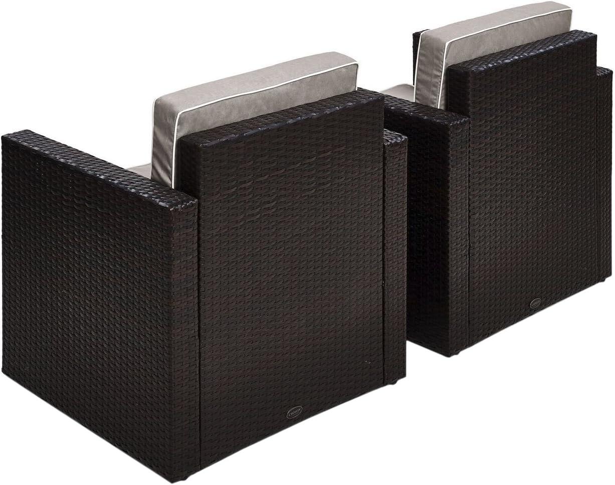 Palm Harbor Outdoor Wicker Sofa In Brown with Gray Cushions - Crosley: All-Weather, Fade-Resistant Patio Furniture