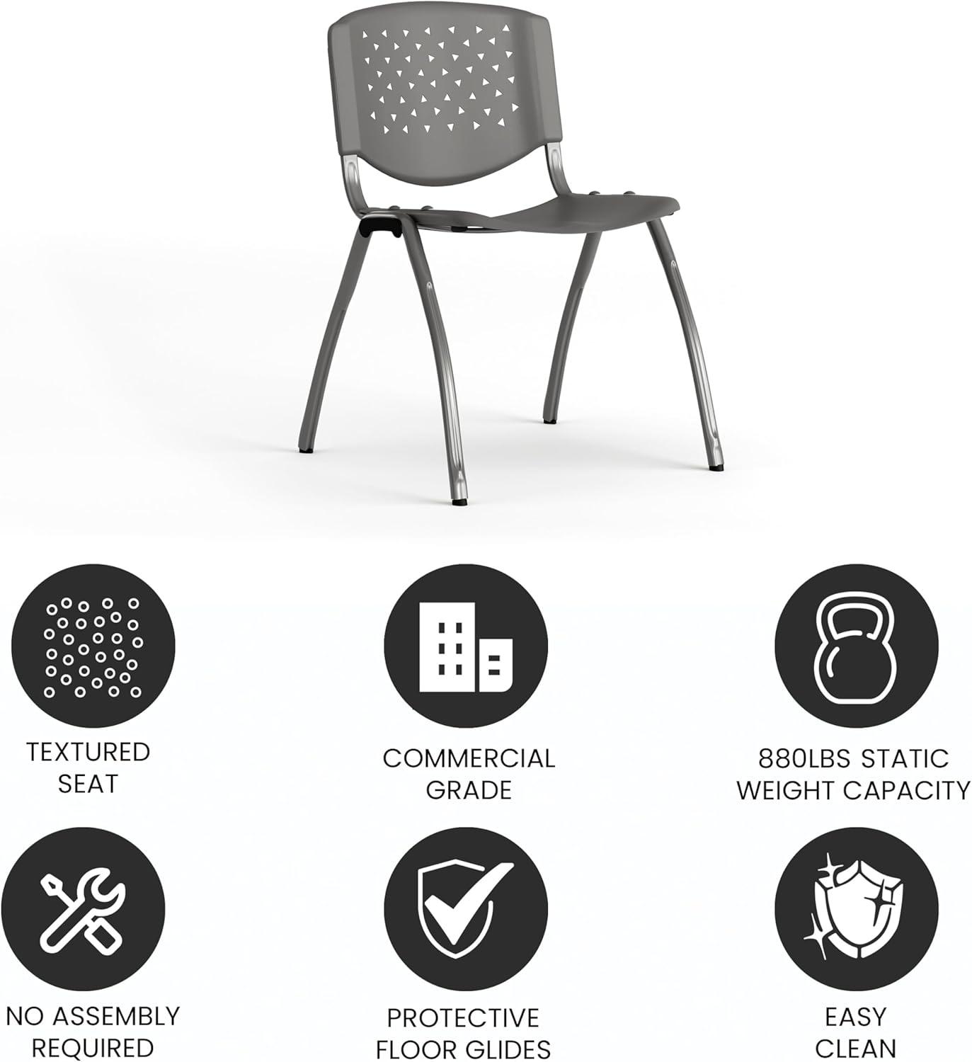 Flash Furniture Memphis 880 lb. Capacity Plastic Stack Chair with Powder Coated Frame