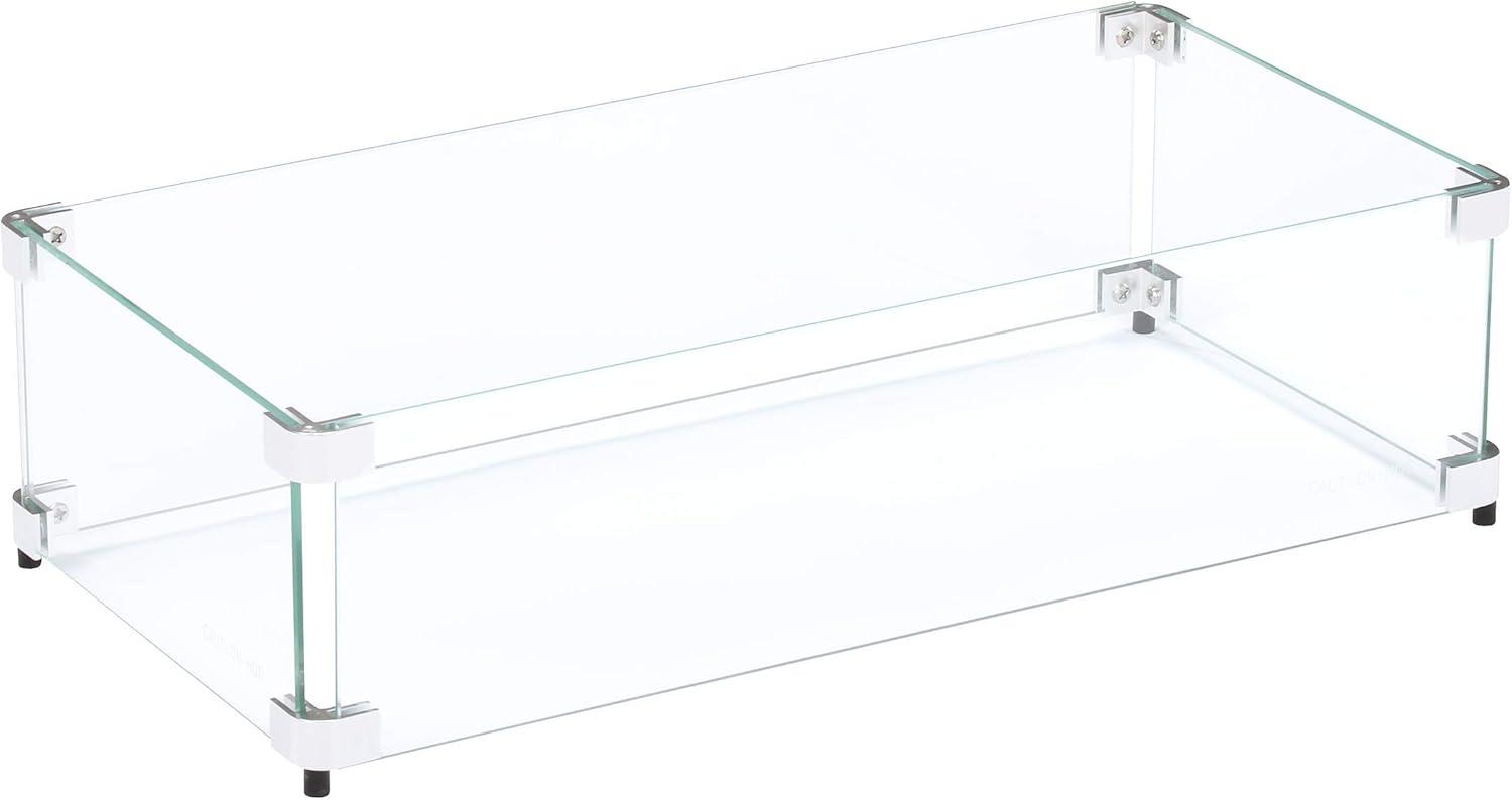 Celestial Fire Glass Rectangle Fire Pit Wind Guard