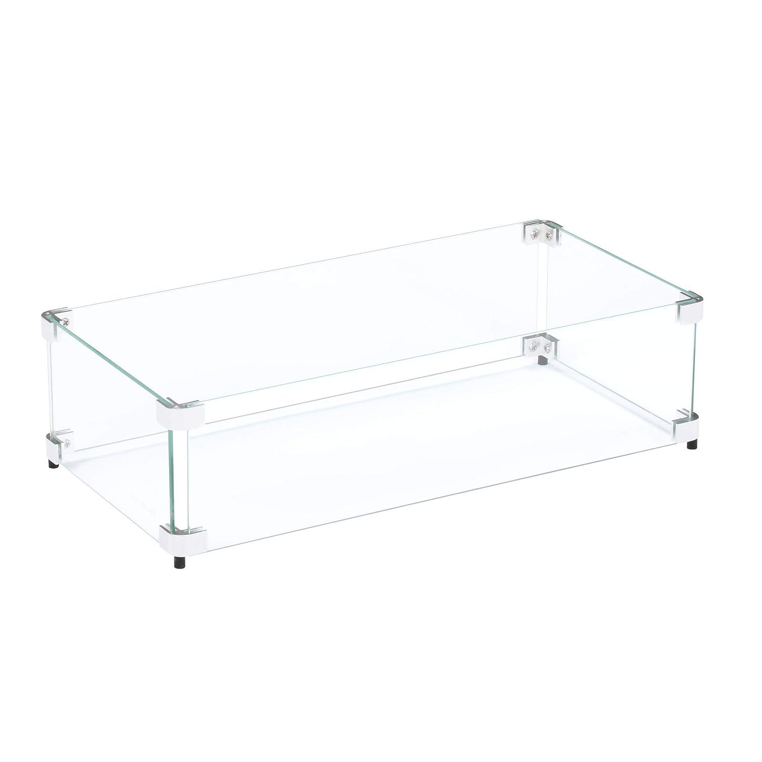 Celestial Fire Glass Rectangle Fire Pit Wind Guard
