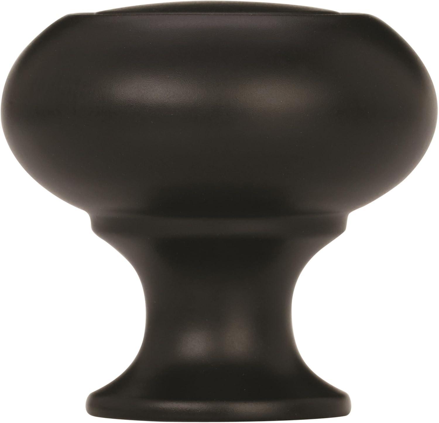 Matte Black Round Cabinet Knob with Mounting Hardware