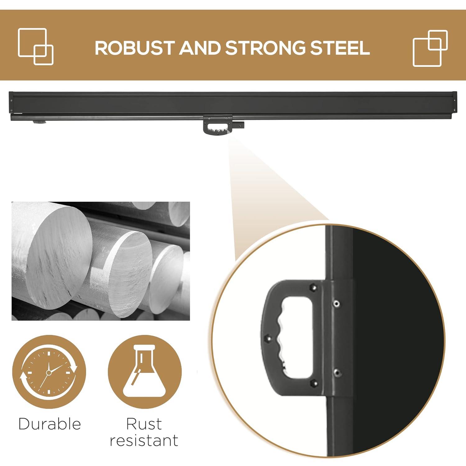 Black Retractable Outdoor Privacy Screen with Steel Housing