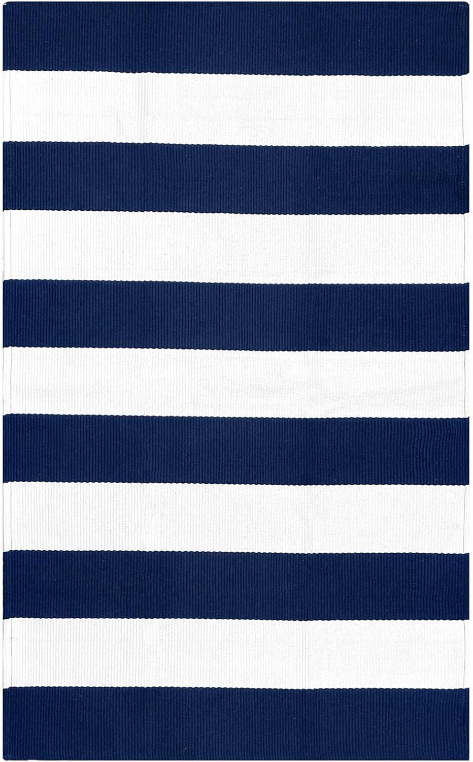 IOHOUZE Navy and White Striped Rug 2'x3' Front Door Rugs, Small Washable Area Rug for Front Porch, Spring Summer Doormats Outdoor Indoor, Cotton Rugs for Entryway Porch Entrance