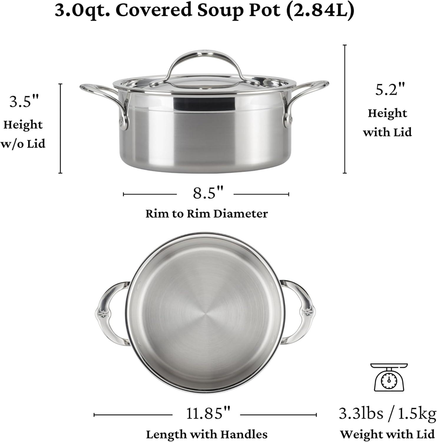 Hestan ProBond 3 Quart Stainless Steel Soup Pot with Lid