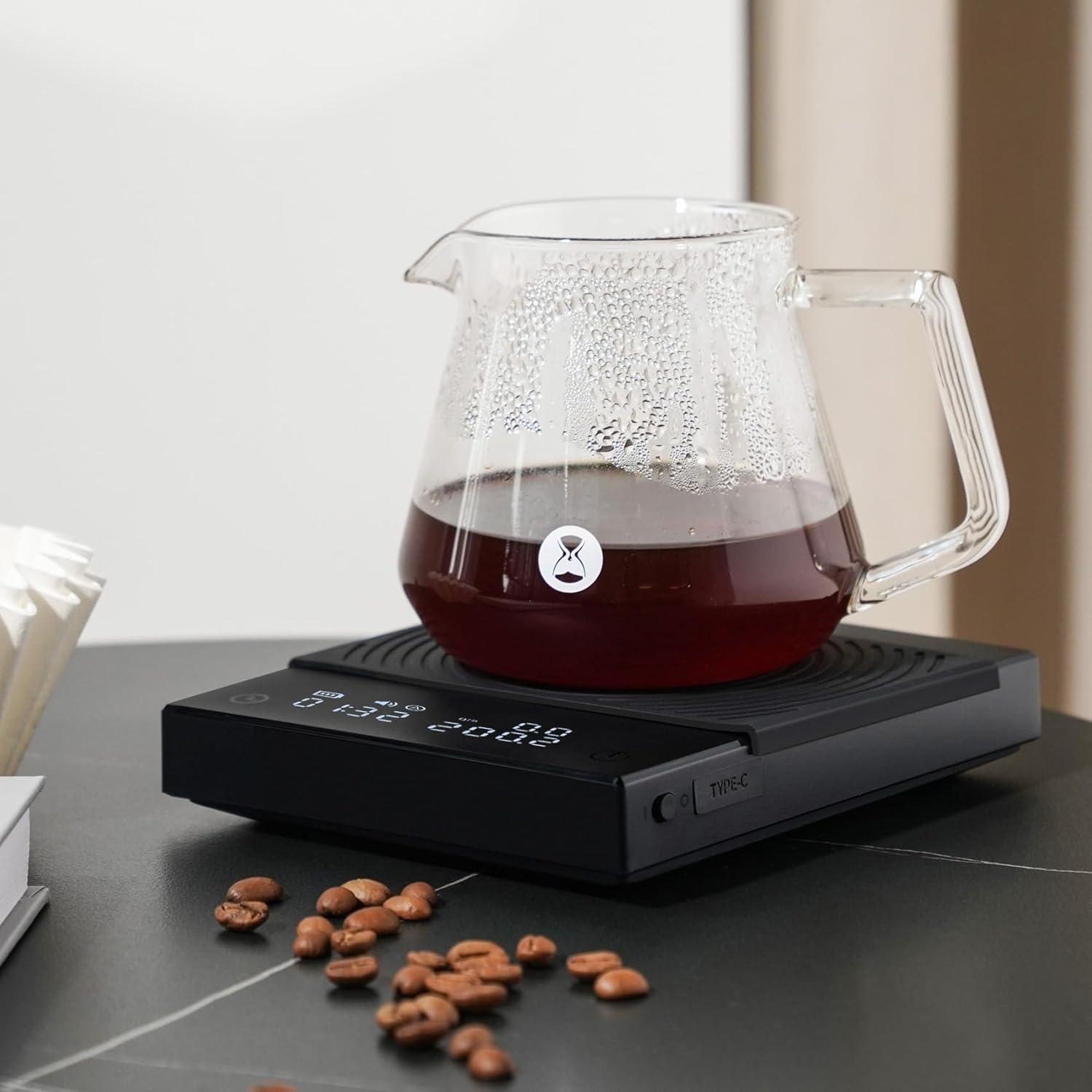 Compact Black Acrylic Electronic Espresso Scale with Timer