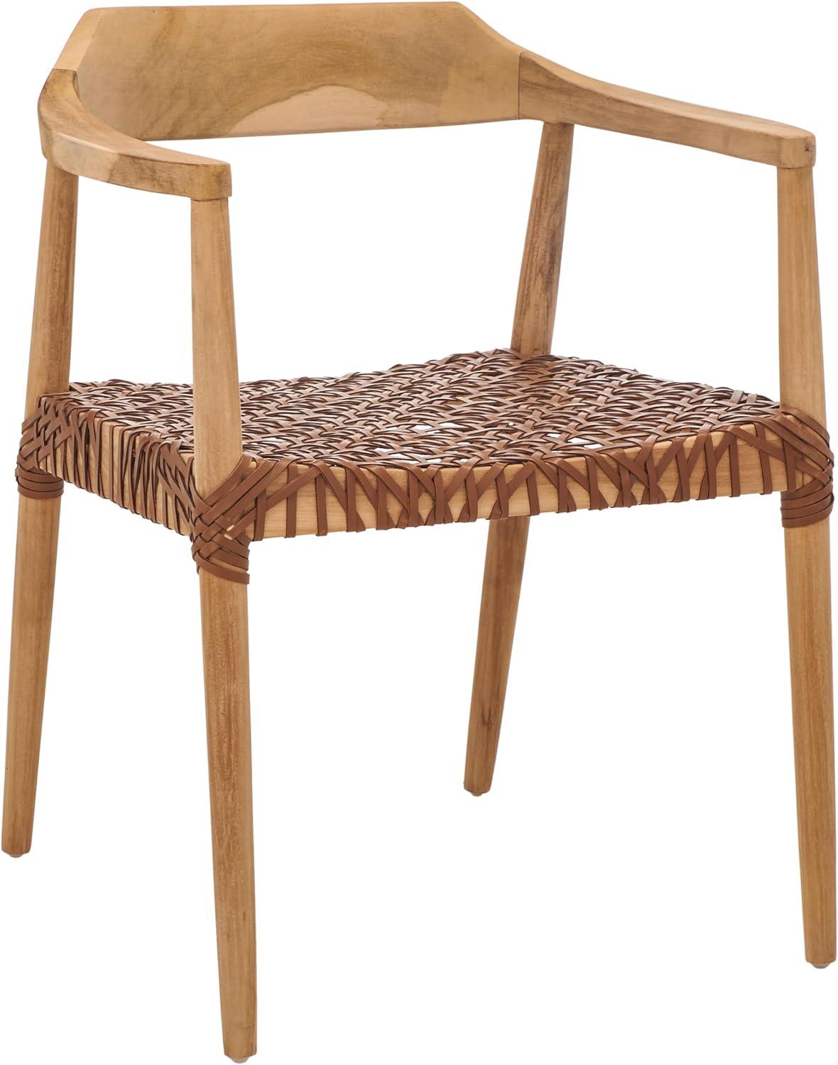 Munro Leather Woven Accent Chair - ACH1005 - Natural/Light Honey - Safavieh